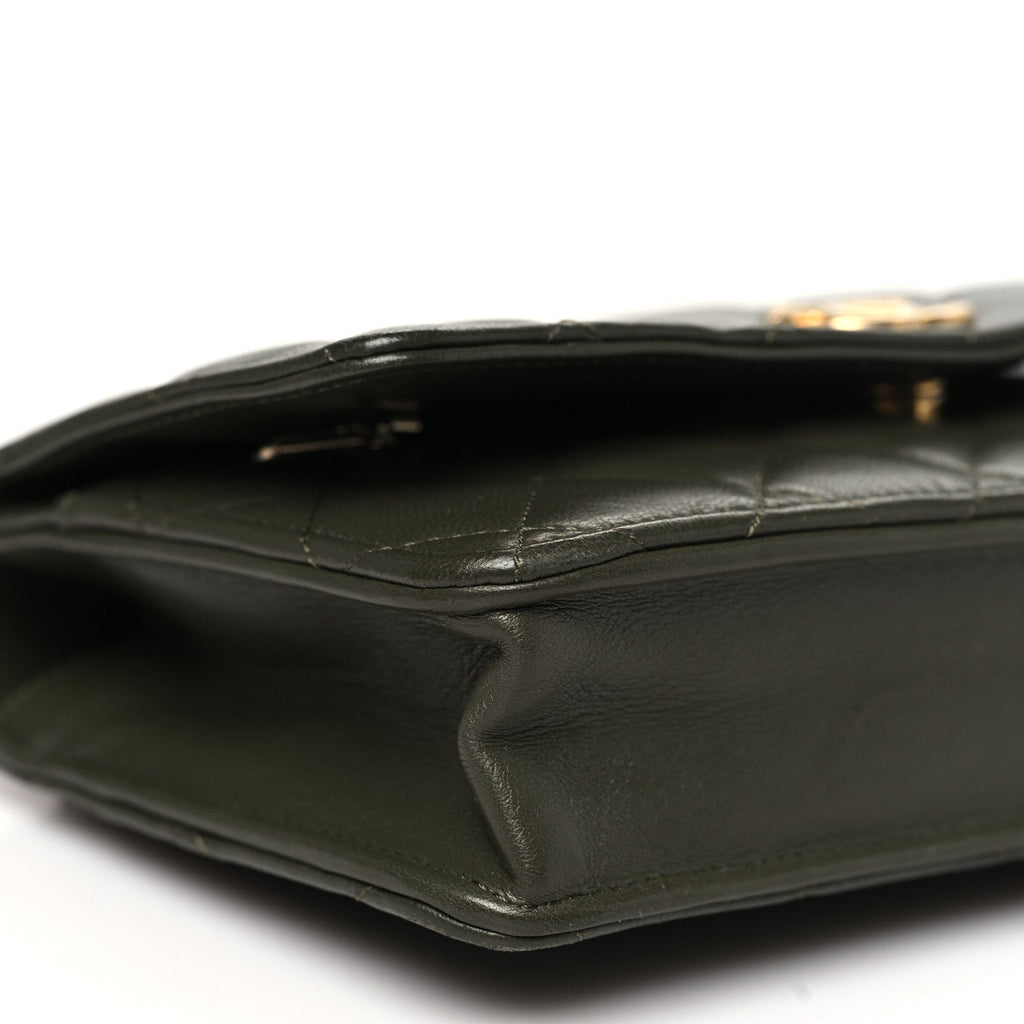 Lambskin Quilted Pick Me Up Wallet On Chain WOC Green