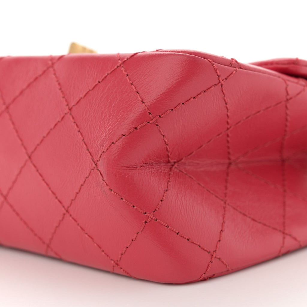 Aged Calfskin Quilted 2.55 Reissue Mini Flap Red