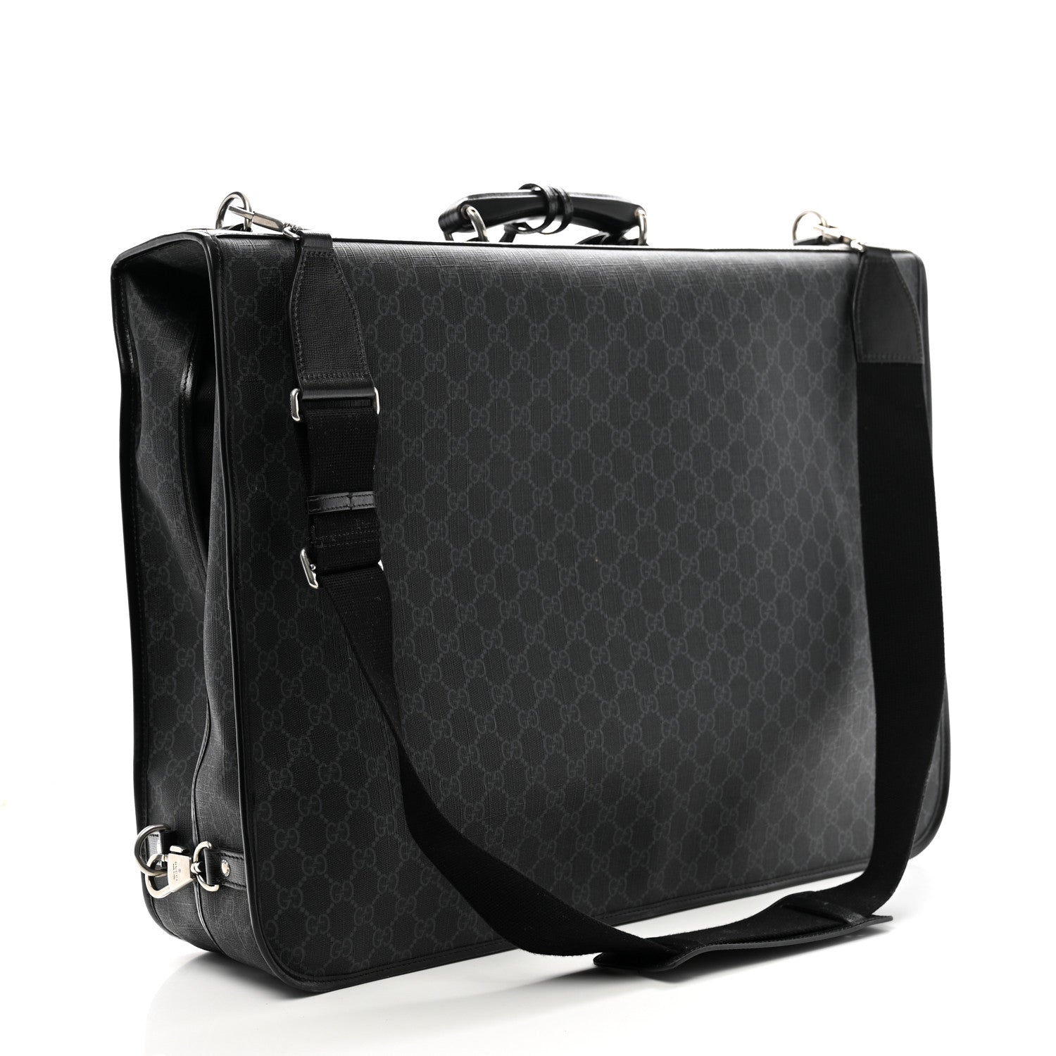 GG Supreme Monogram Azalea Calfskin Retro Interlocking G Garment Bag Black