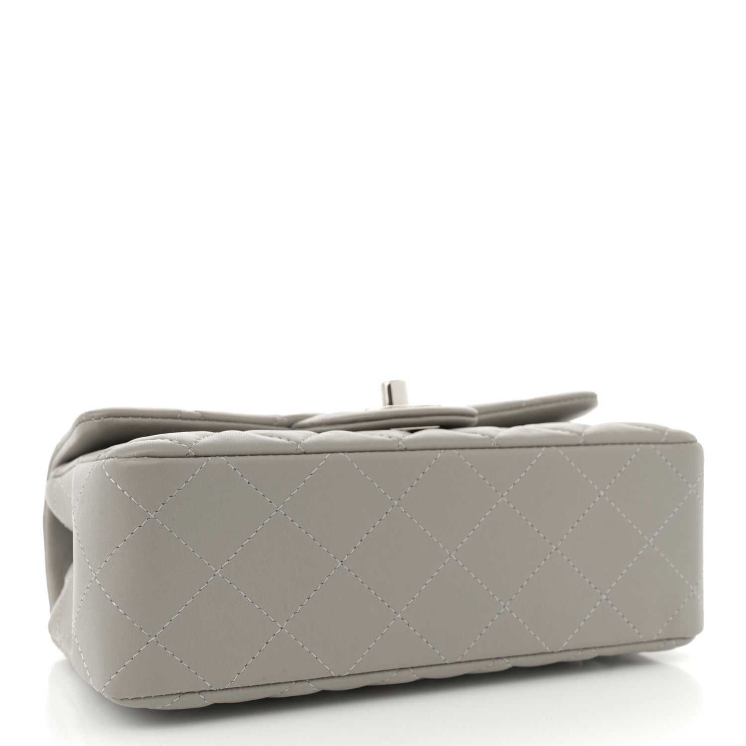 Lambskin Quilted Mini Rectangular Flap Grey