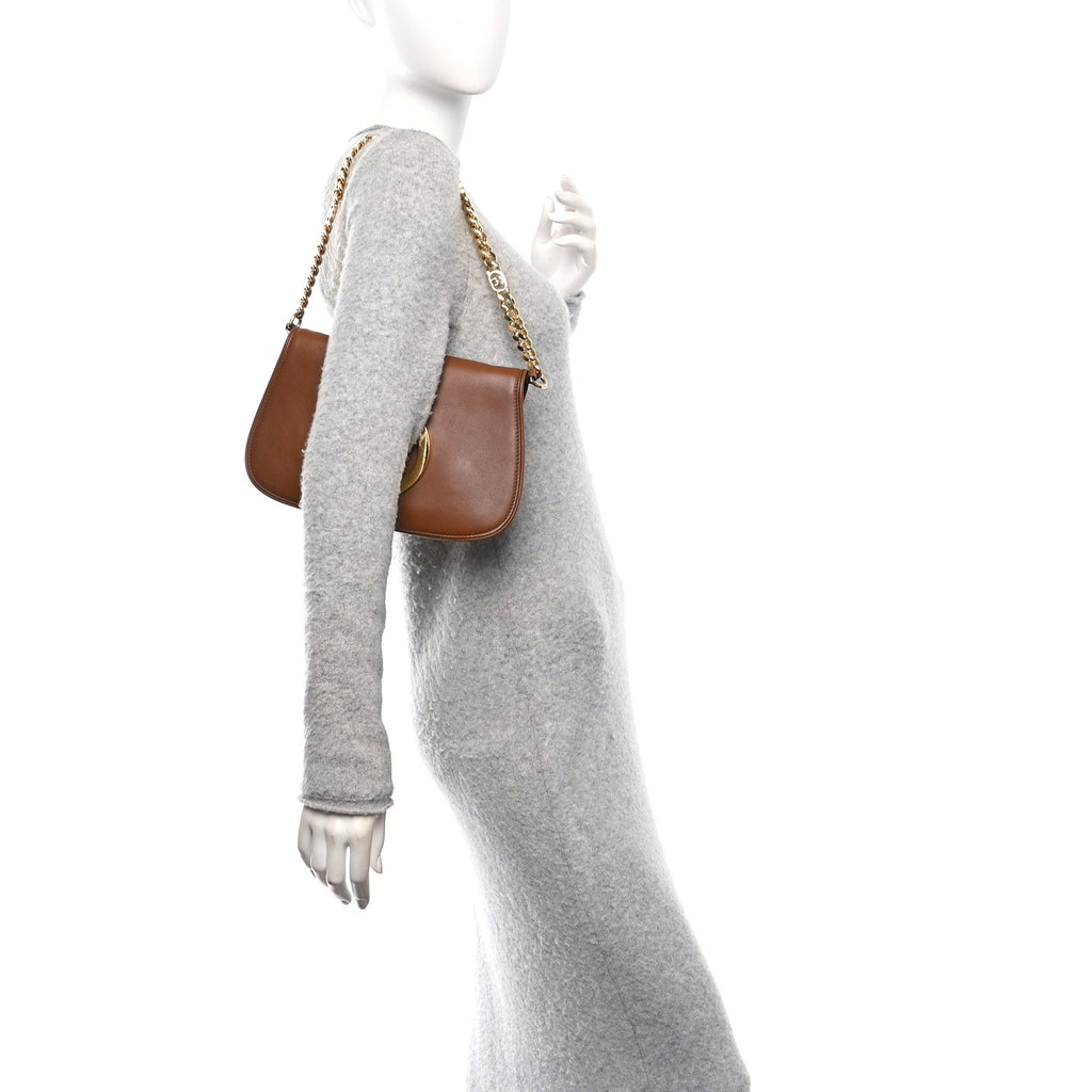 Roxy Calfskin Blondie Chain Shoulder Flap Bag Cuir