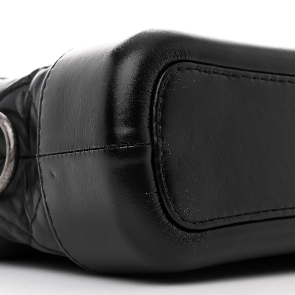 Aged Calfskin Quilted Small Gabrielle Hobo Black
