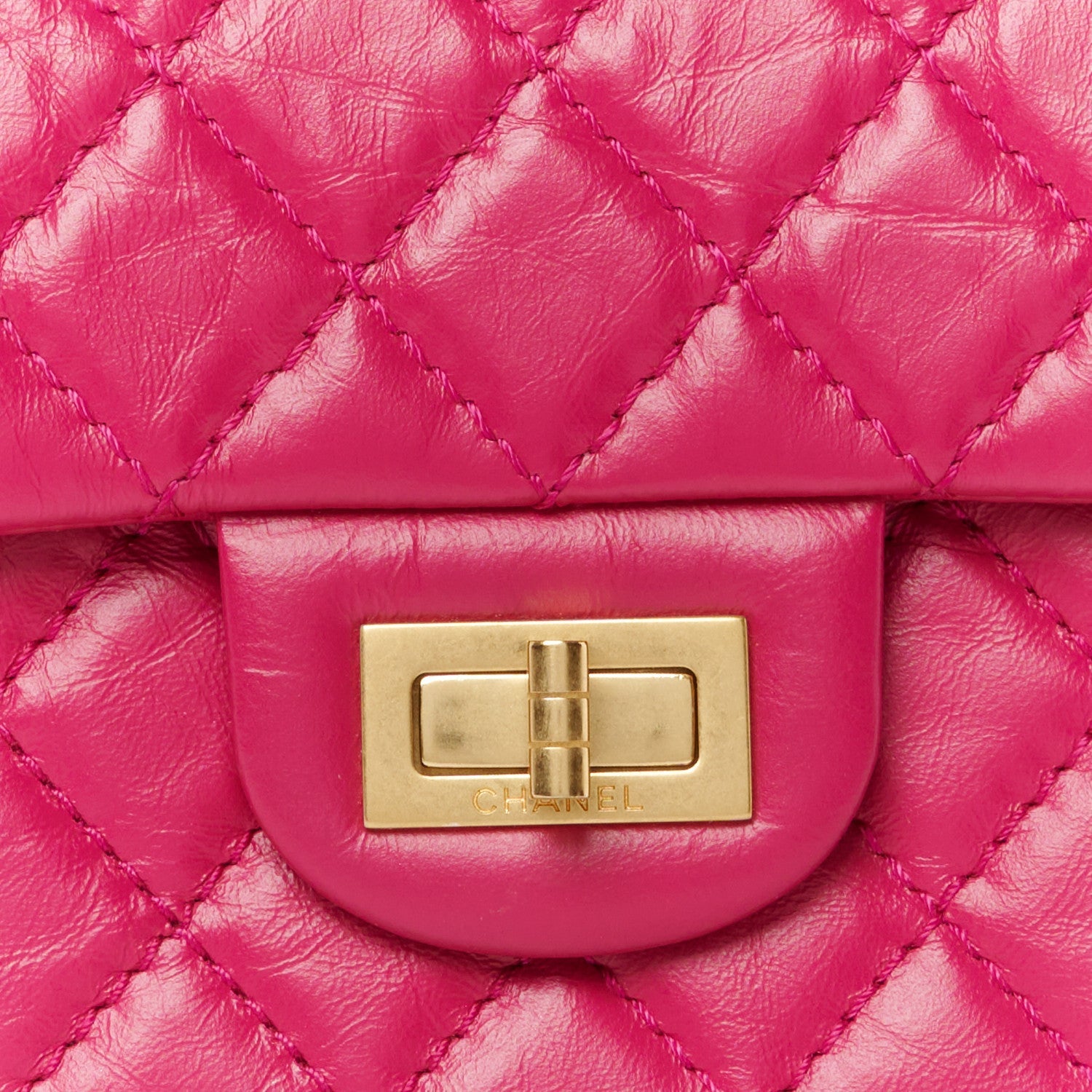 Aged Calfskin Quilted 2.55 Reissue Mini Flap Fuchsia