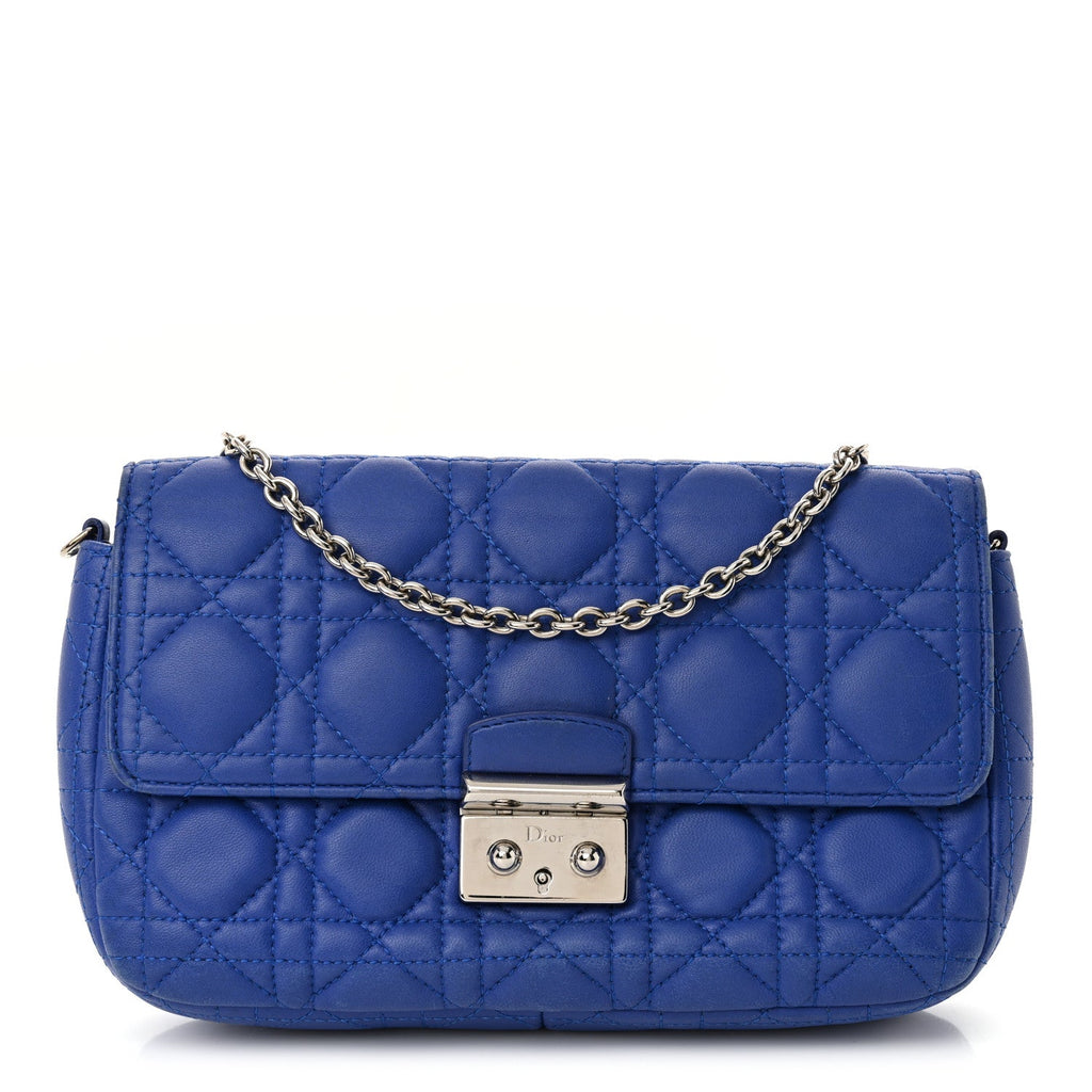Lambskin Cannage Miss Dior Promenade Pouch Blue