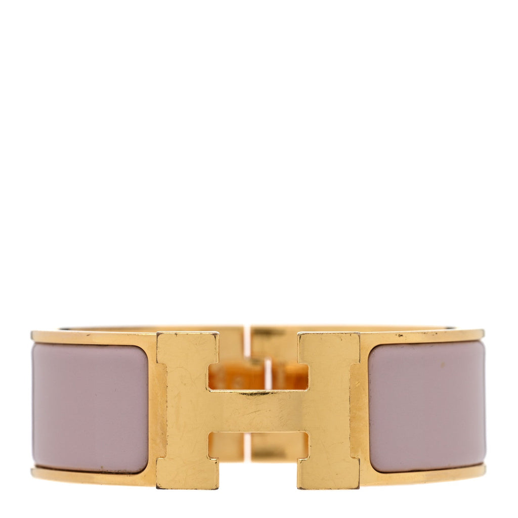 Enamel Wide Clic Clac H Bracelet PM Rose Dragee