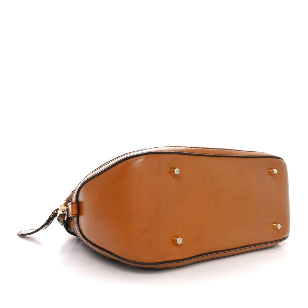 Bridle Calfskin House Check Small Orchard Bowling Bag Brown Ochre