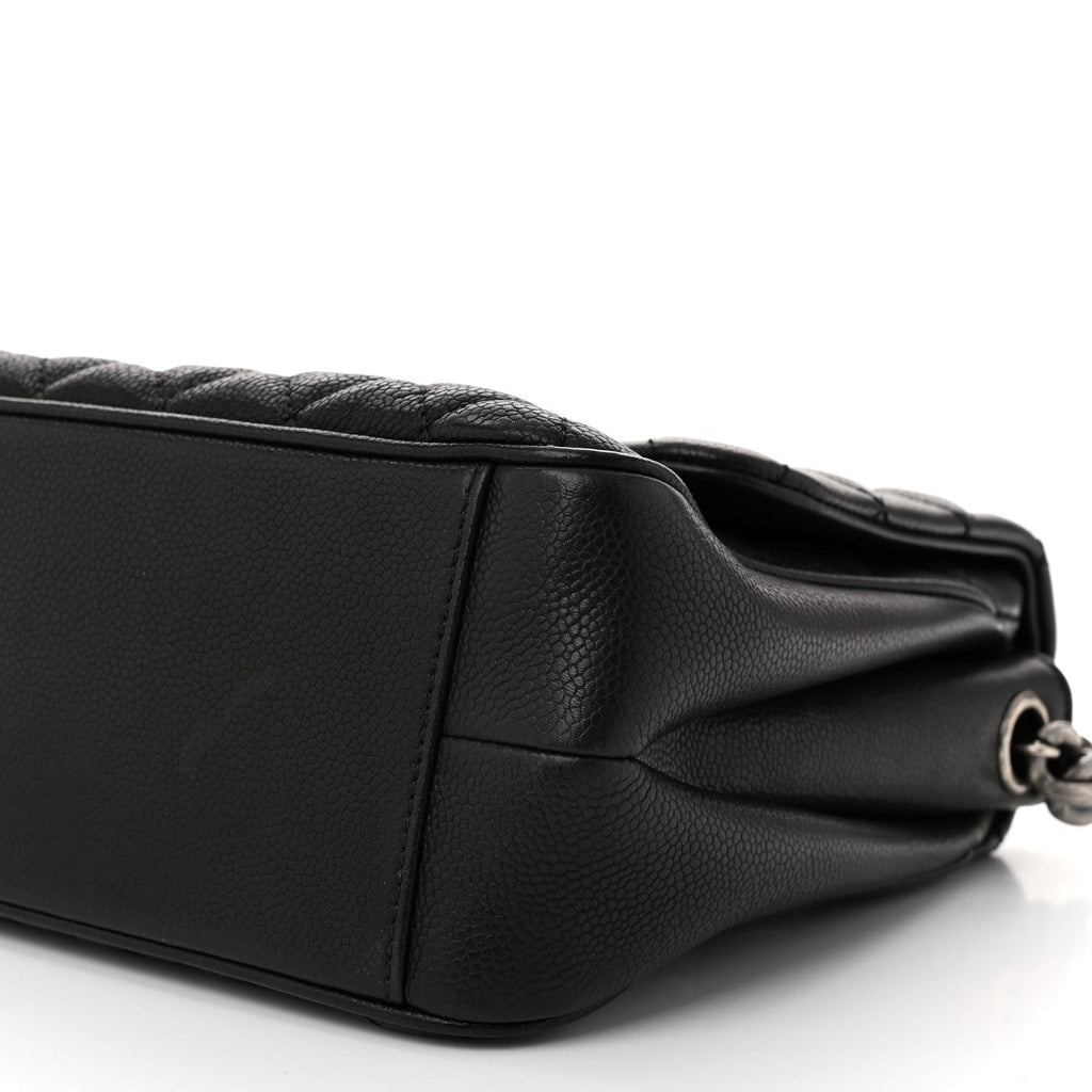 Caviar Quilted Medium Rock In Rome Single Flap Black