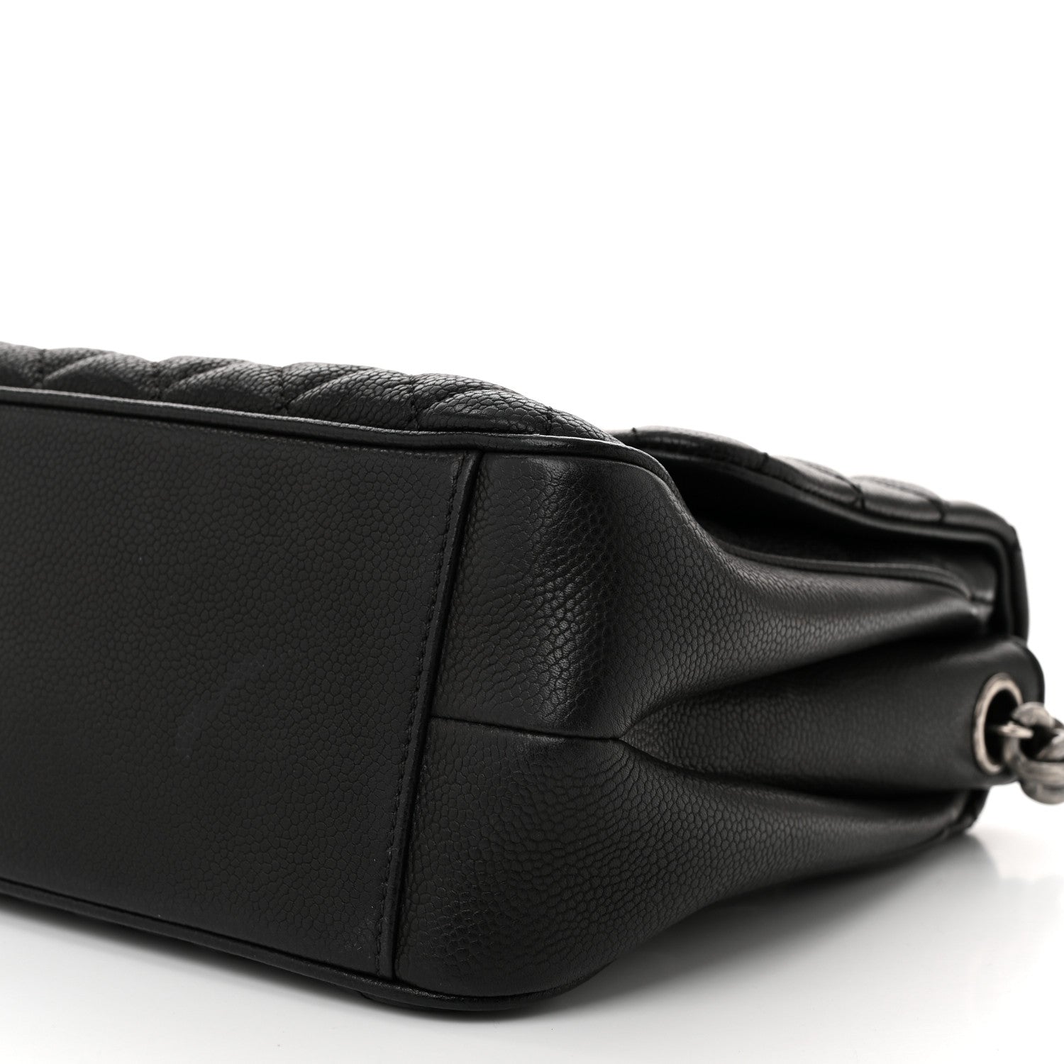 Caviar Quilted Medium Rock In Rome Single Flap Black
