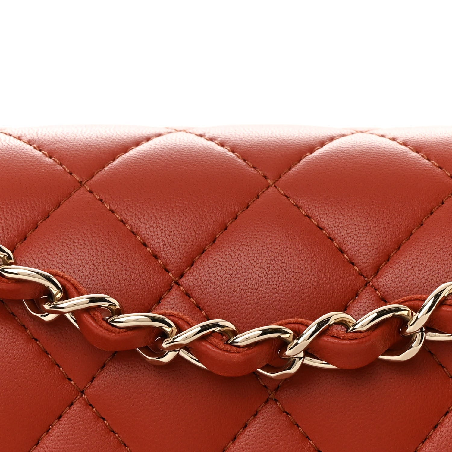 Lambskin Quilted Small Double Flap Brown