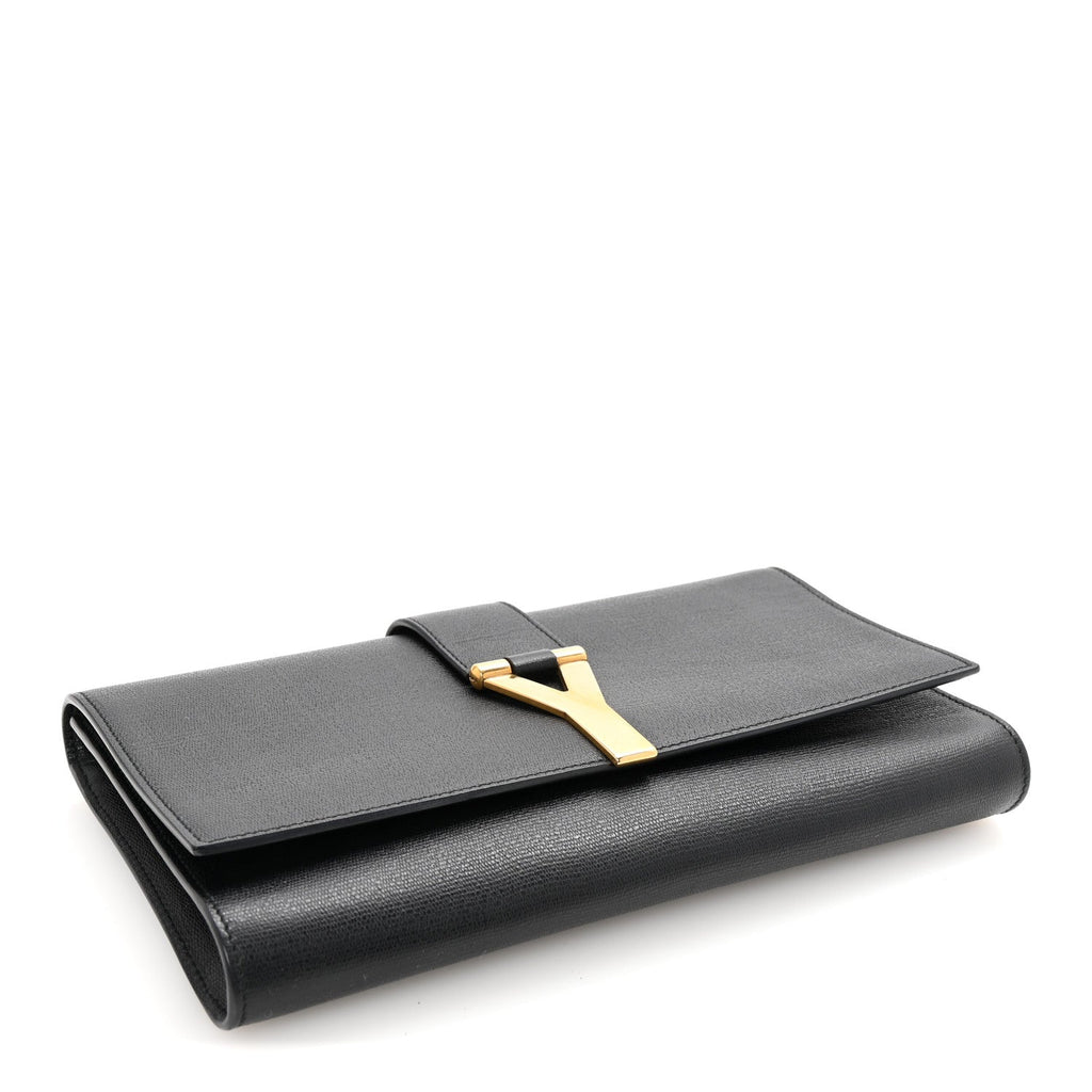 Textured Calfskin Classic Y Ligne Clutch Black