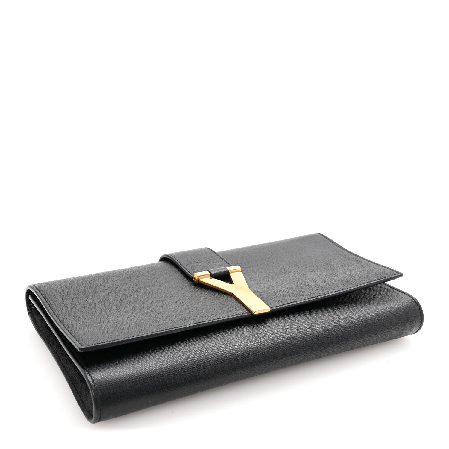 Textured Calfskin Classic Y Ligne Clutch Black