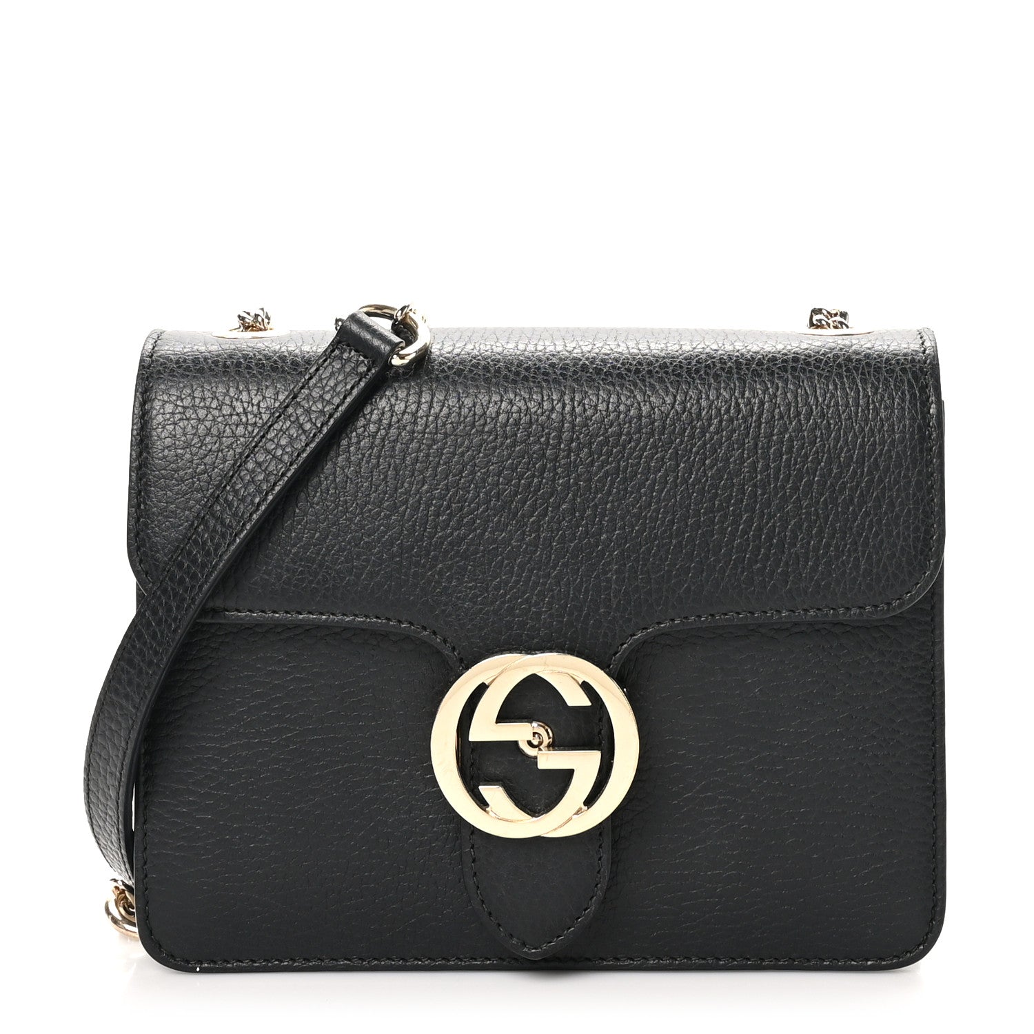 Dollar Calfskin Small Interlocking G Shoulder Bag Black