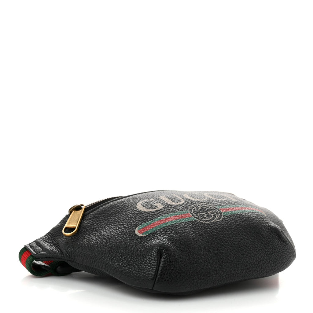 Grained Calfskin Small Logo Belt Bag Black