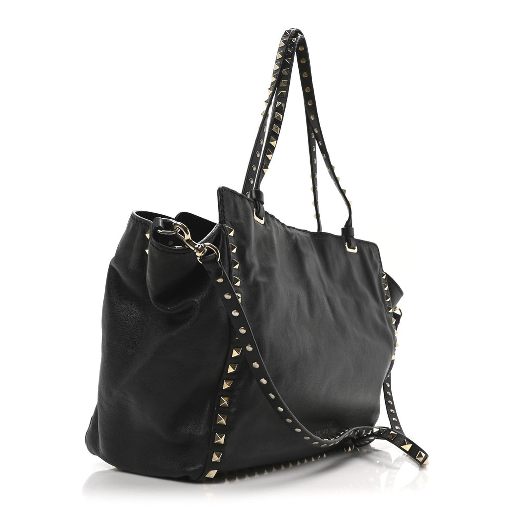 Vitello Medium Rockstud Tote Black