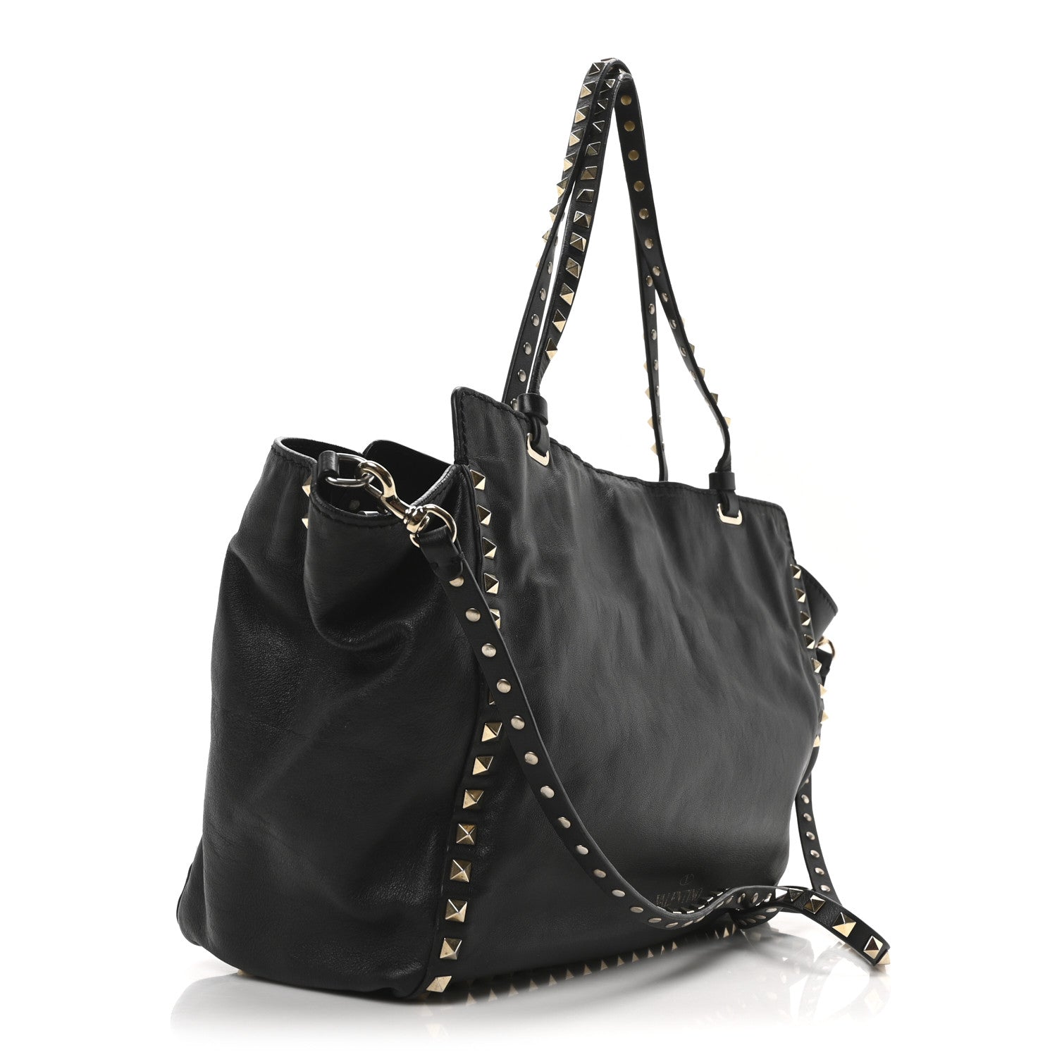 Vitello Medium Rockstud Tote Black