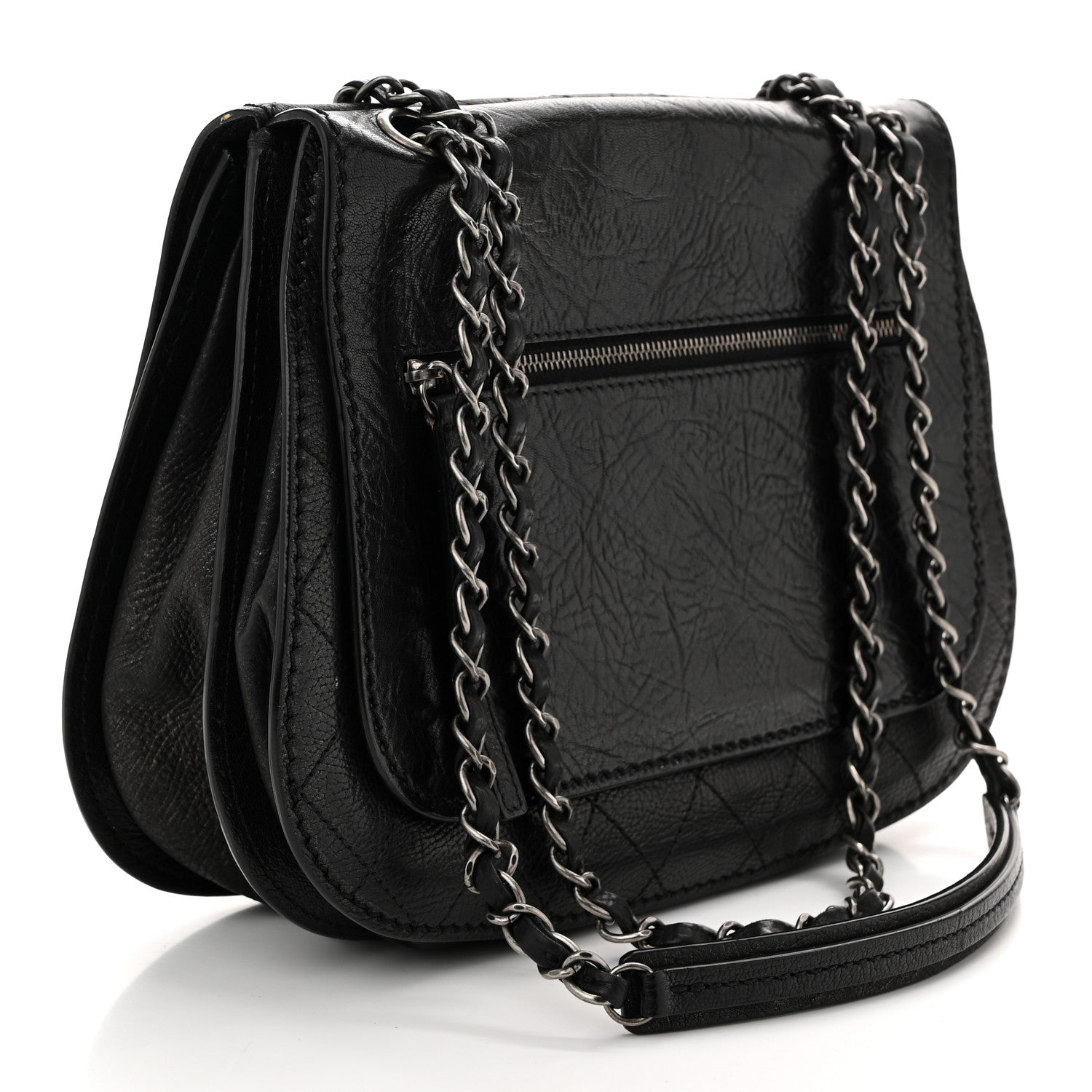 Calfskin Coco Twin Large Flap Black