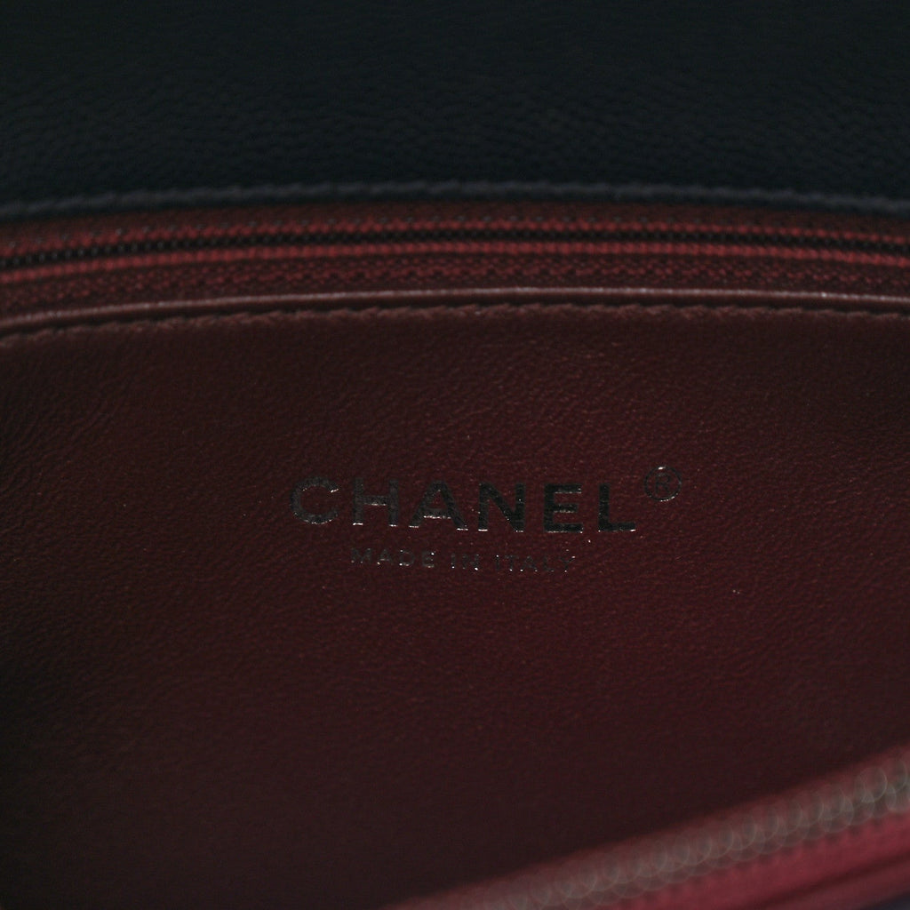 Caviar Lizard Quilted Small Coco Handle Flap Navy Blue