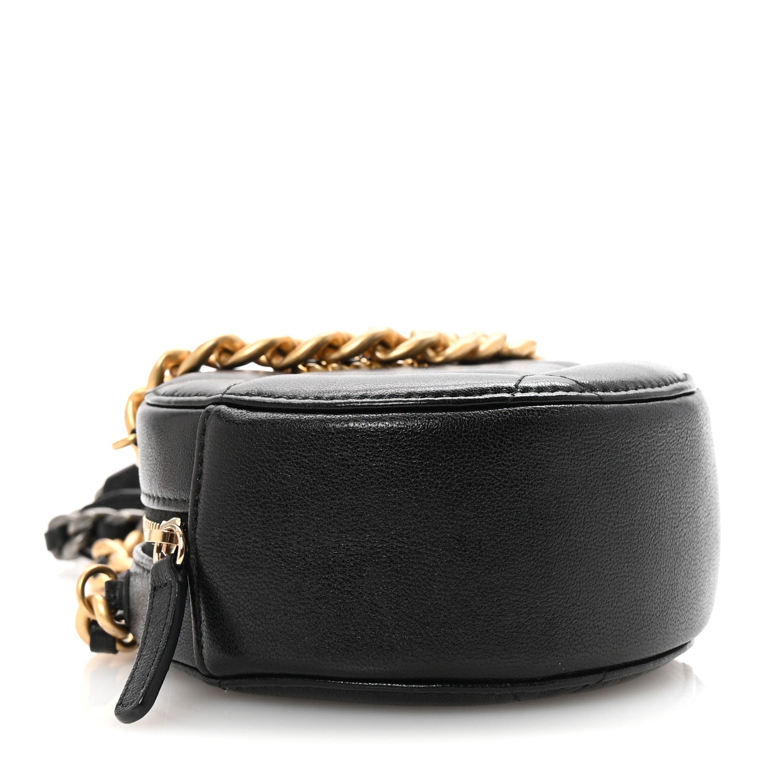 Lambskin Quilted Chanel 19 Round Clutch With Chain Black