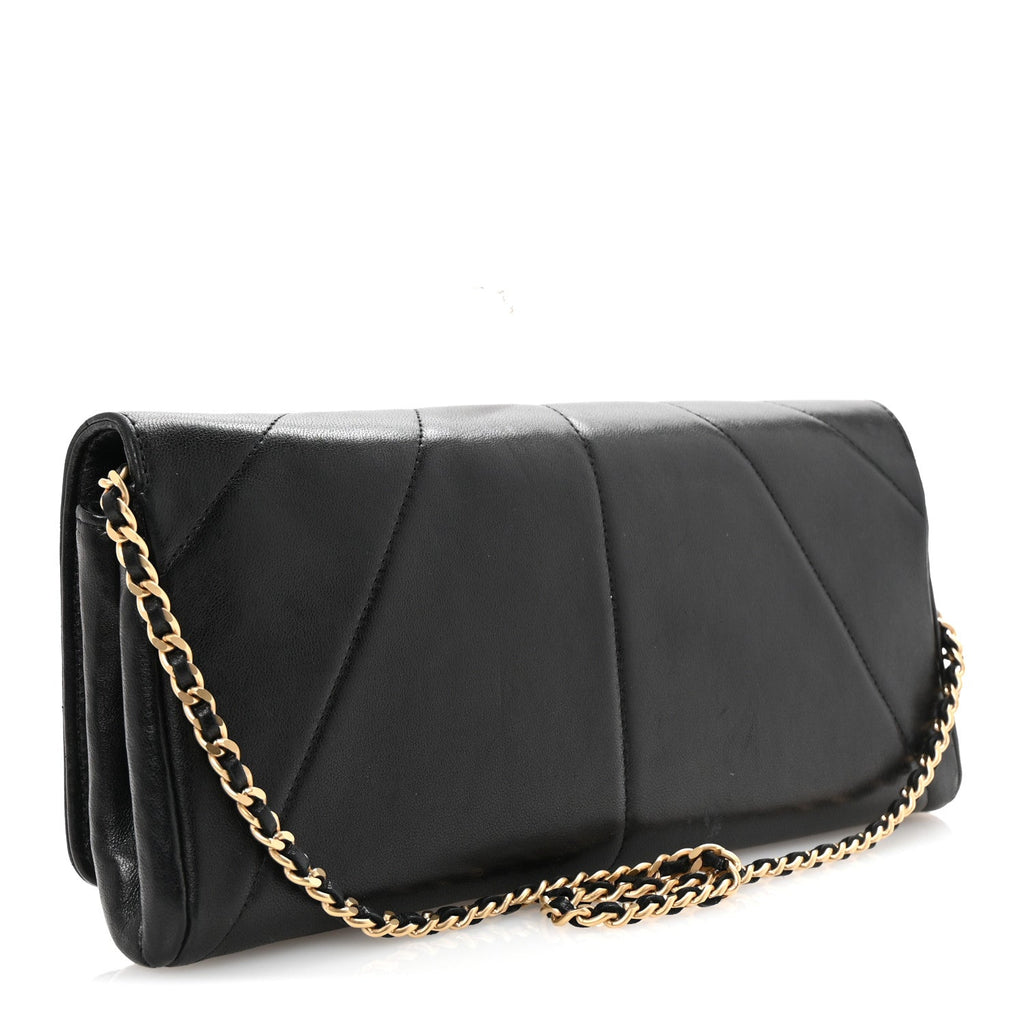Lambskin Imperial Eagle Clutch With Chain Black