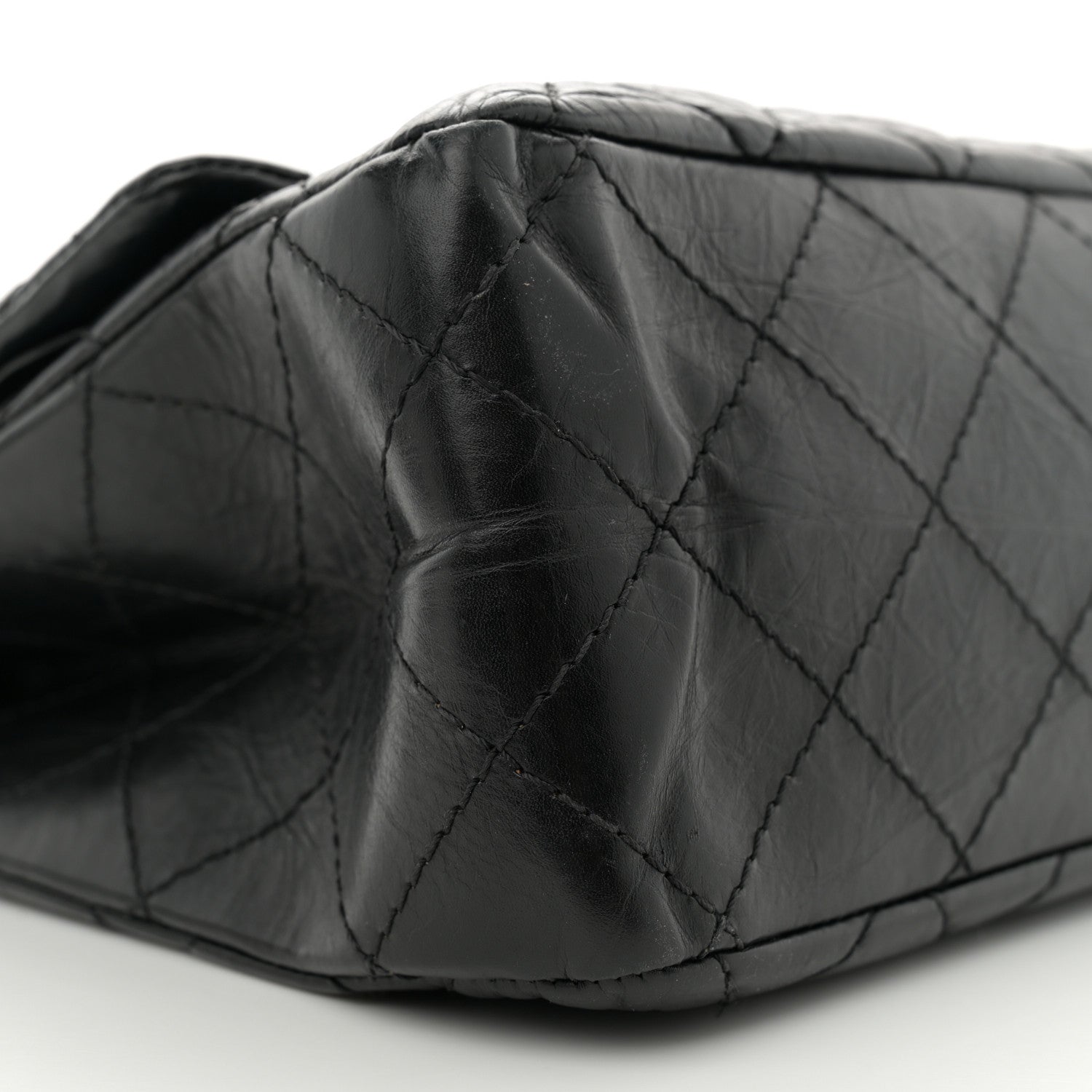Aged Calfskin Quilted 2.55 Reissue 227 Flap Black