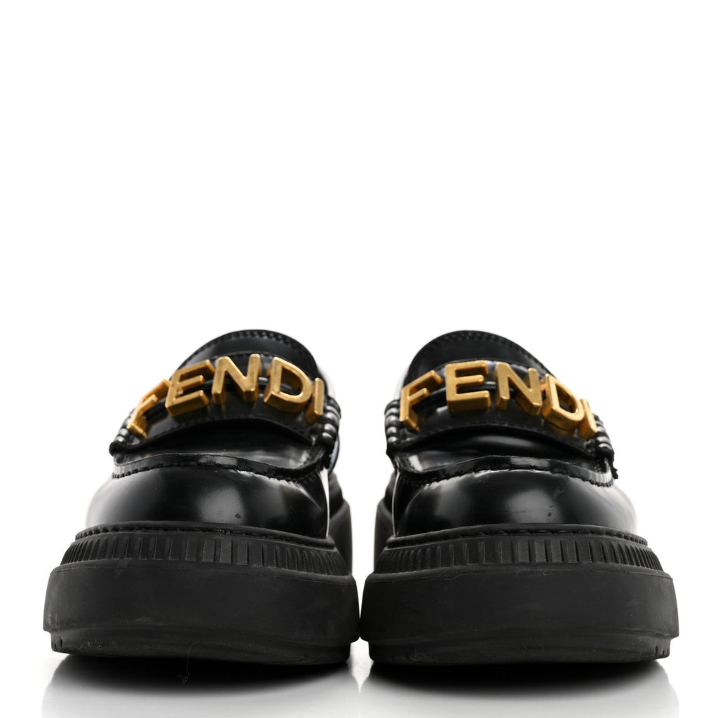 Vitello Abrasivato Fendigraphy 50mm Loafers 36 Black