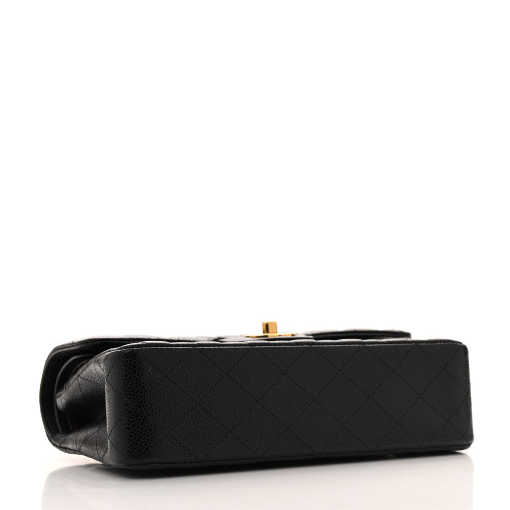 Caviar Quilted Small Double Flap Black