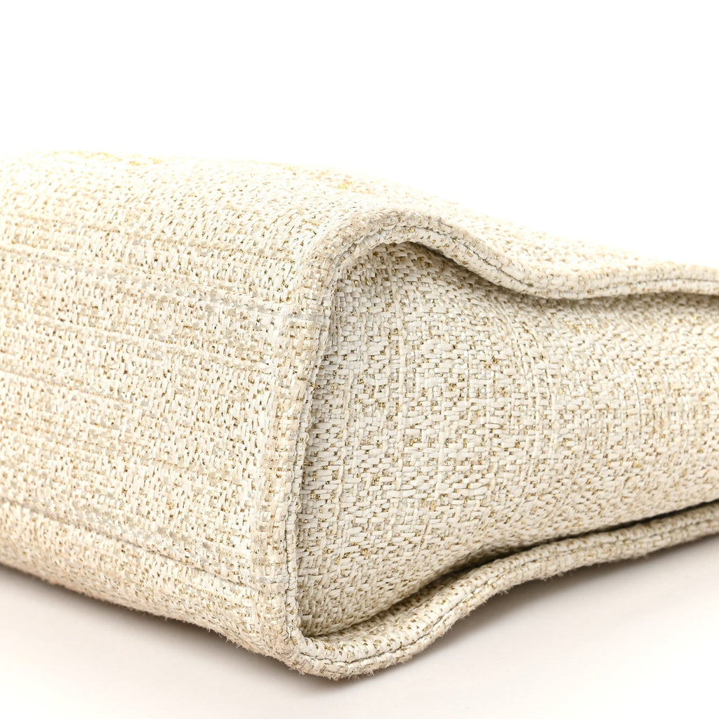 Lurex Boucle Mini Deauville Tote White