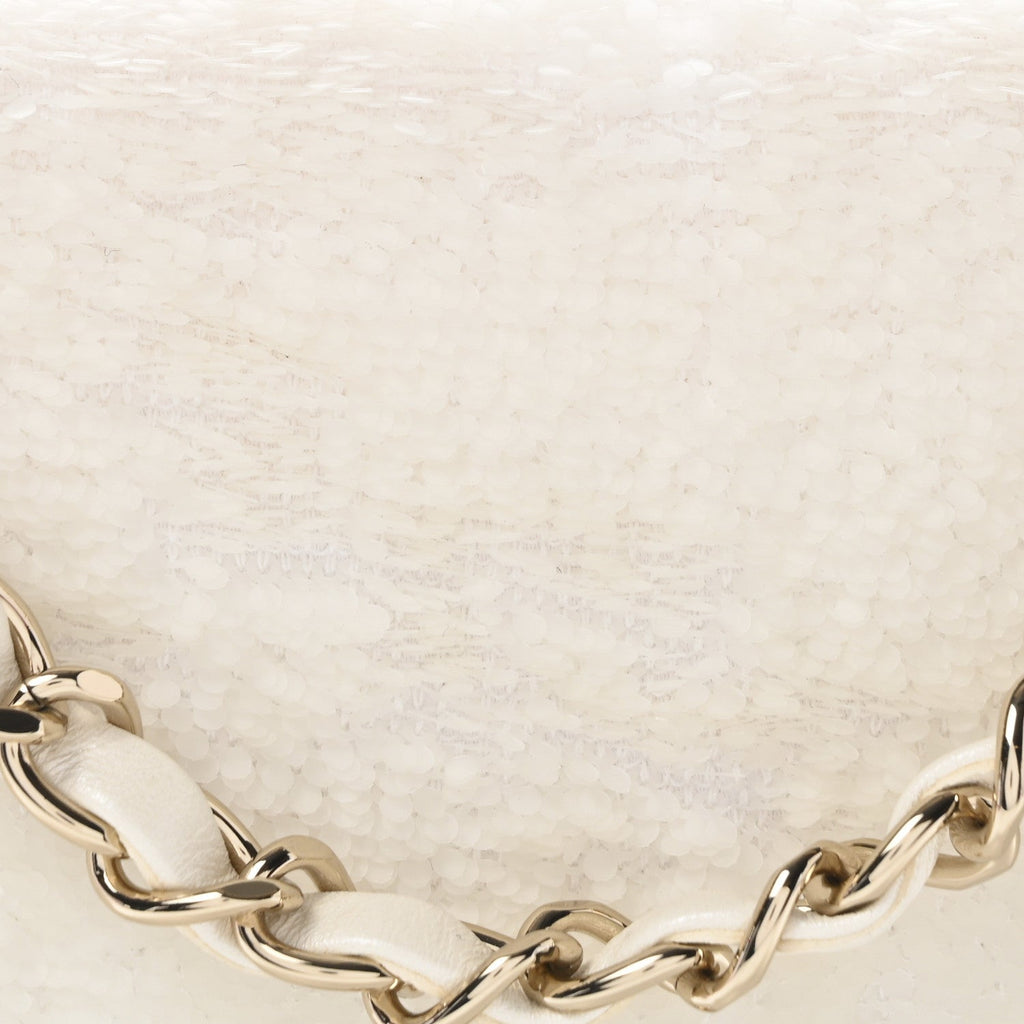 Sequin Mini Rectangular Flap White