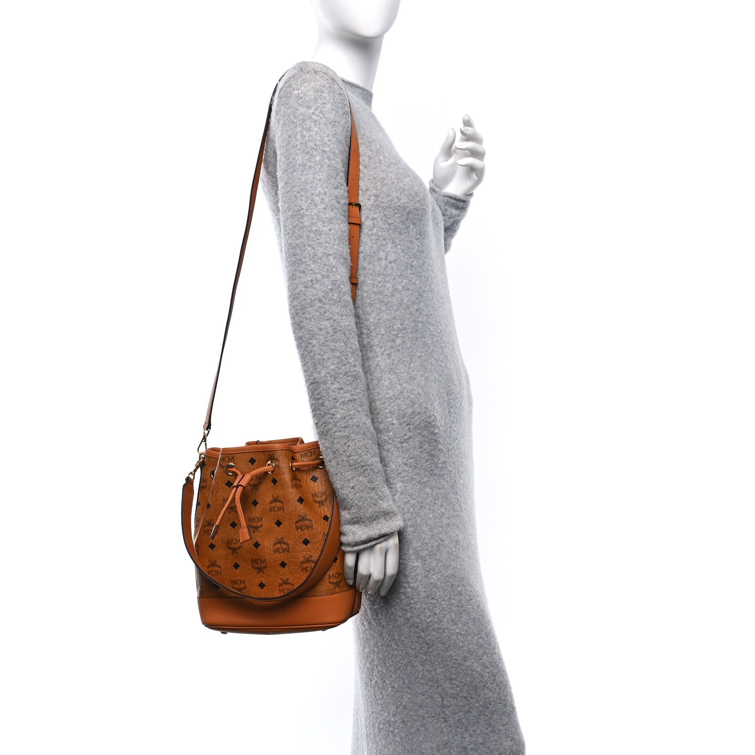 Visetos Medium Dessau Drawstring Bucket Bag Cognac