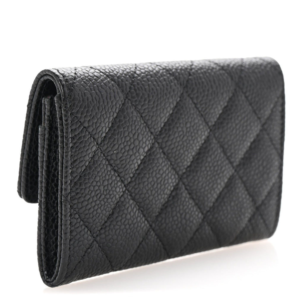 Caviar Quilted Flap  Holder Black