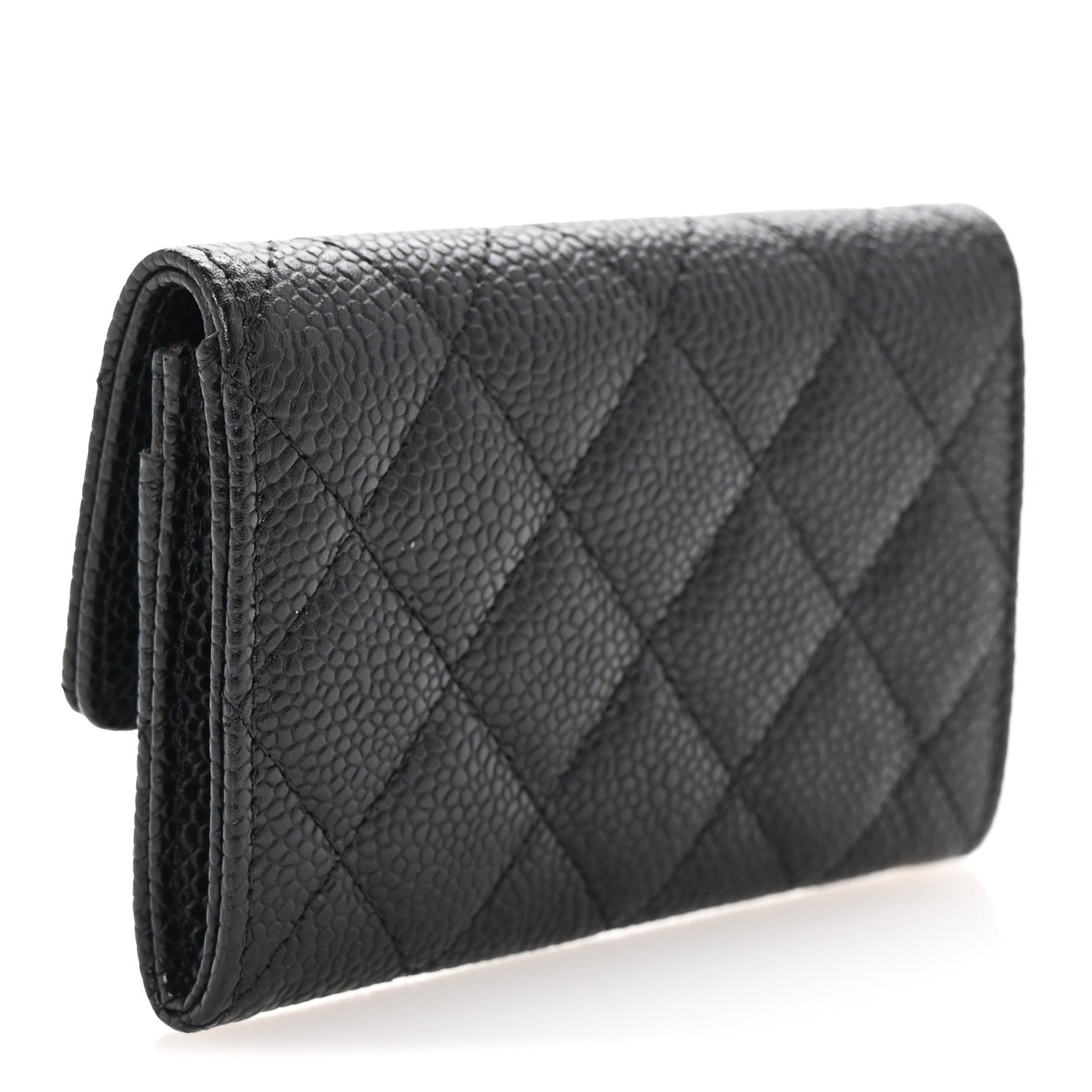 Caviar Quilted Flap  Holder Black
