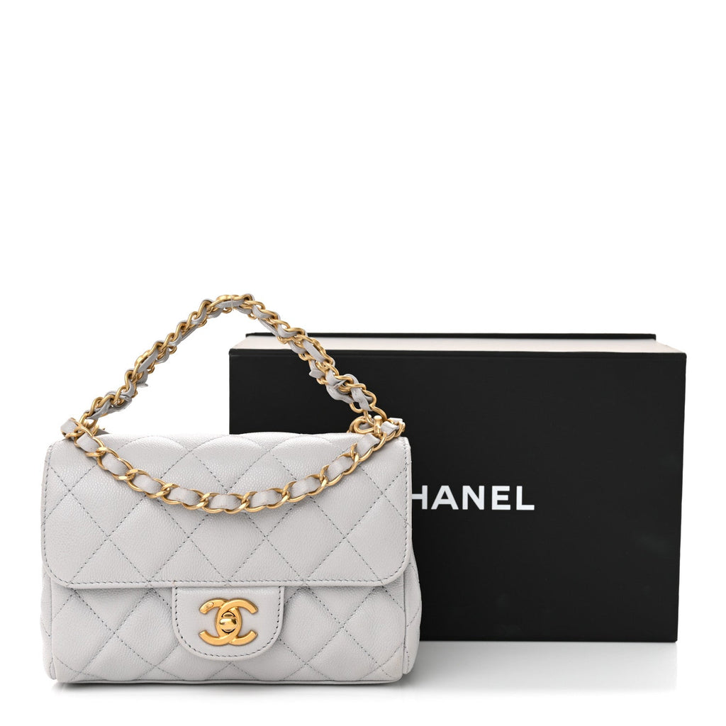 Caviar Quilted Mini Flap Grey