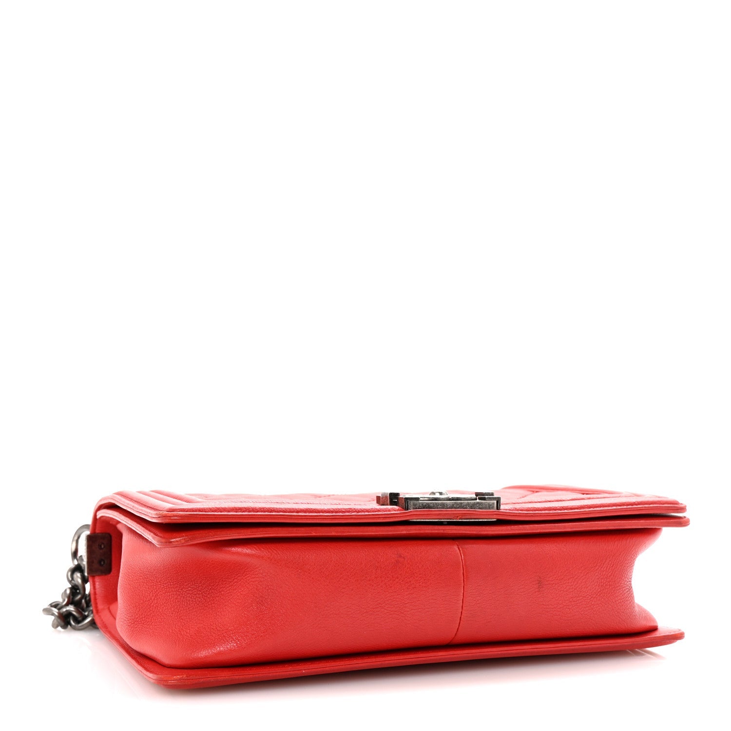 Calfskin Double Stitch New Medium Boy Flap Red