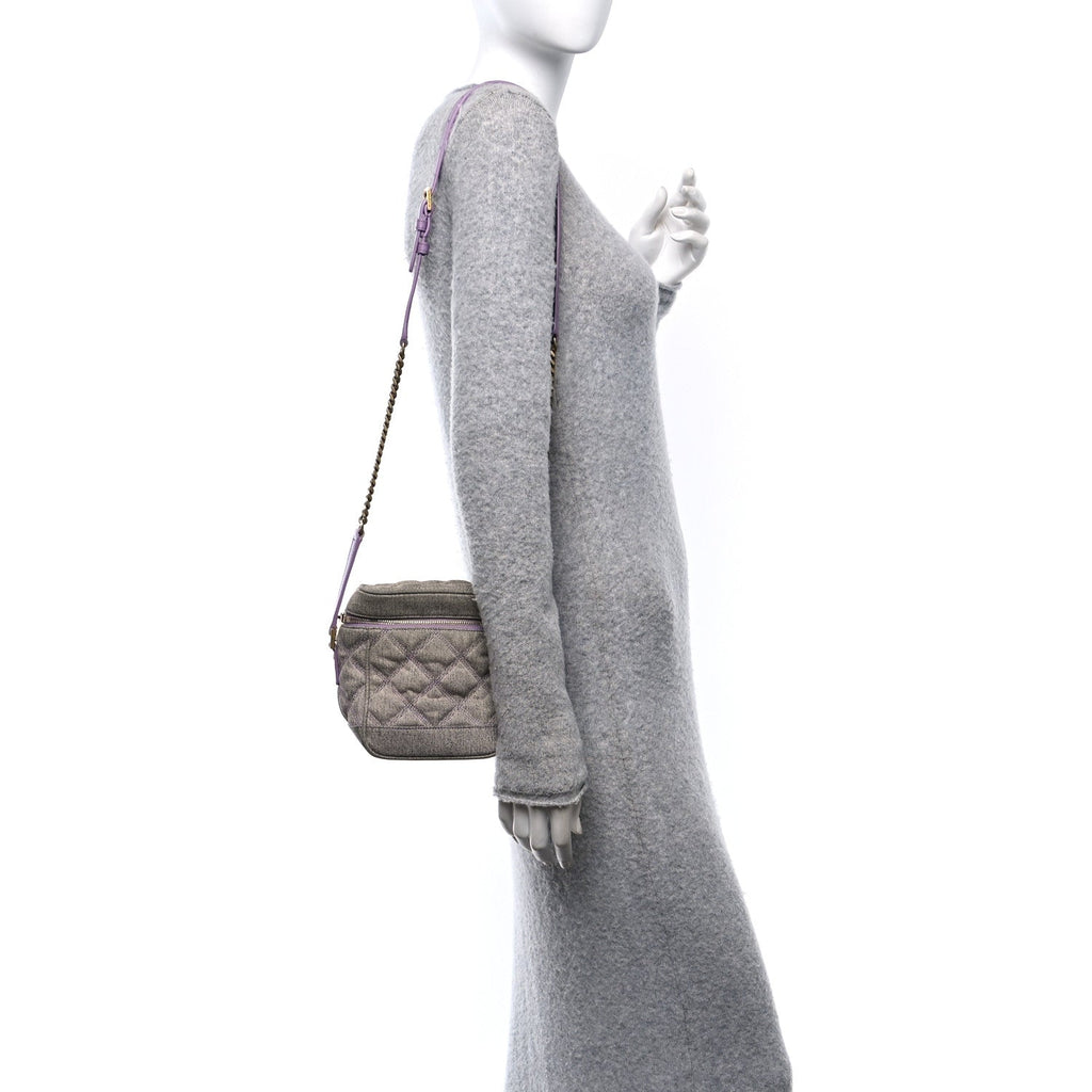 Denim Quilted 80's Vanity Bag Bleached Lilac