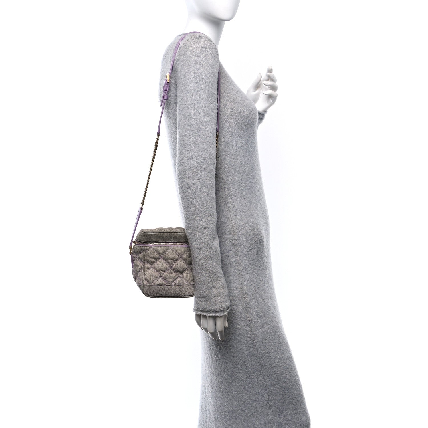 Denim Quilted 80's Vanity Bag Bleached Lilac