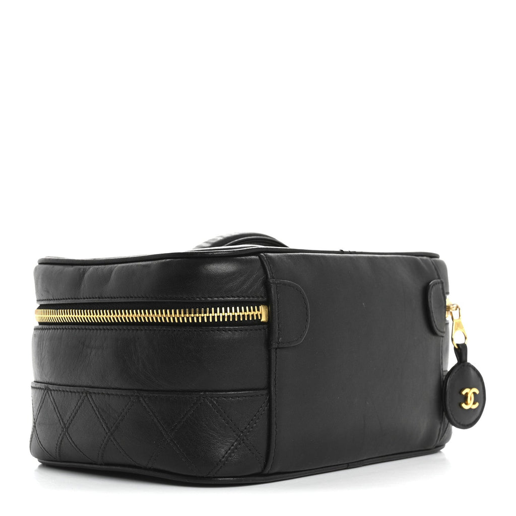 Lambskin Vanity Cosmetic Case Black