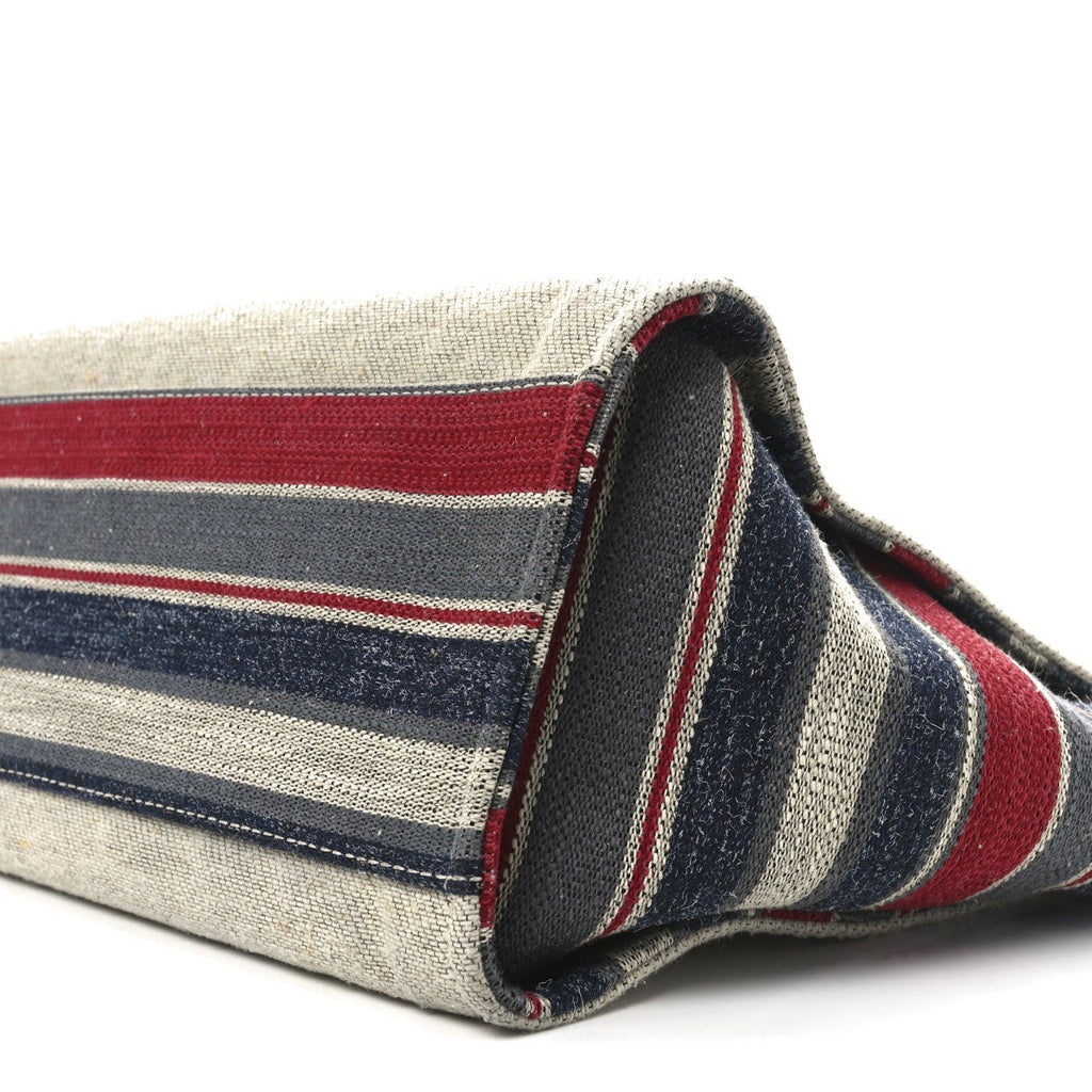 Striped Canvas Medium Deauville Tote Beige