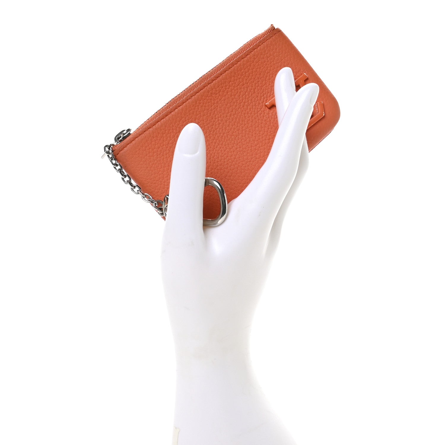 Grained Calfskin Aerogram Key Pouch Orange
