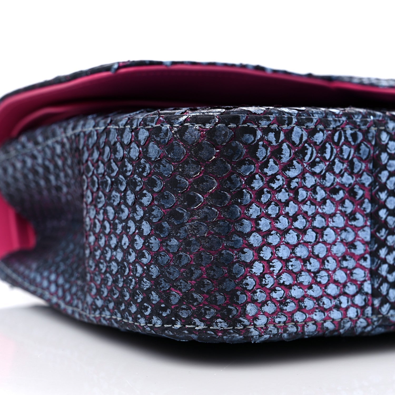 Metallic Snakeskin Medium Double Flap Blue Pink