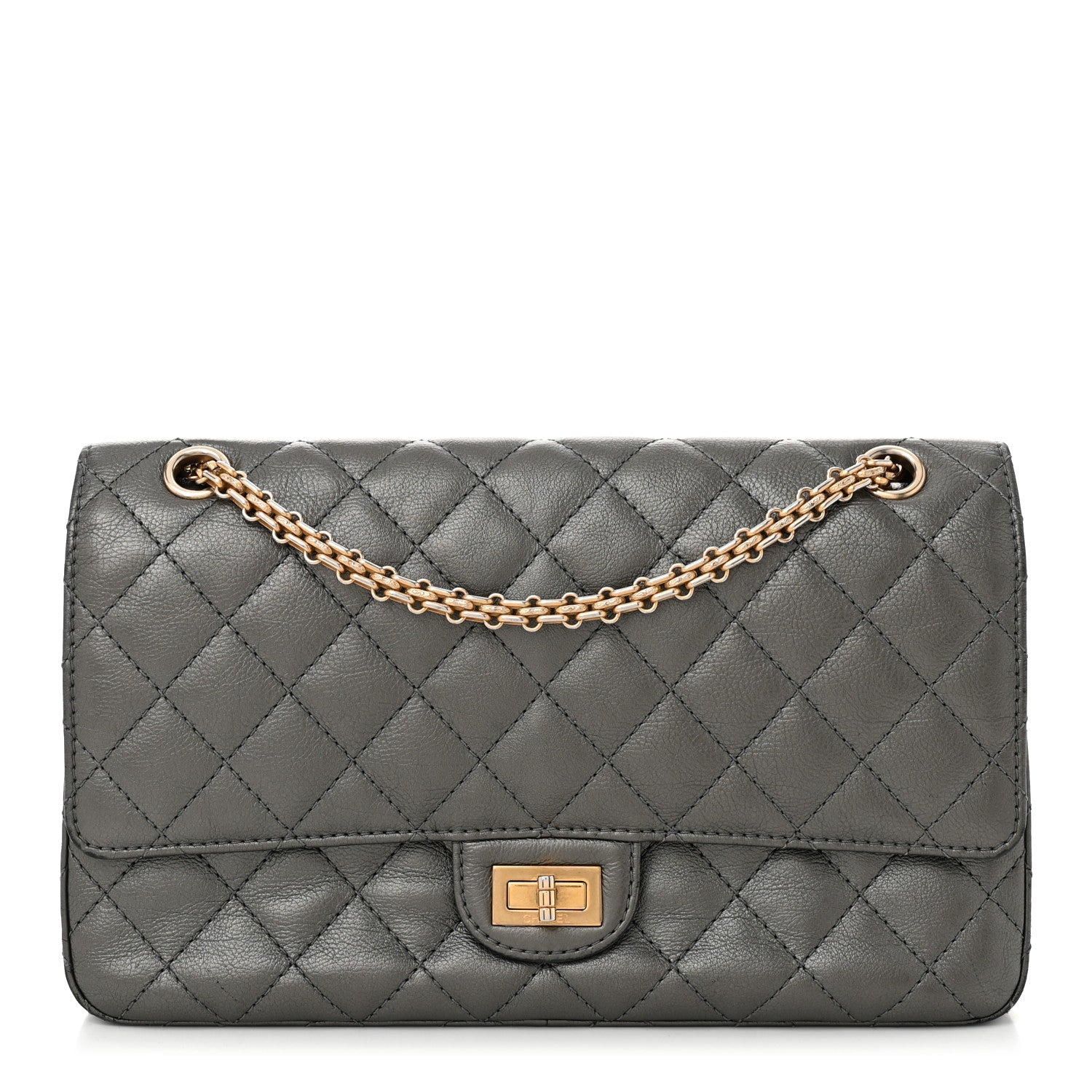 Metallic Calfskin Quilted 2.55 Reissue 226 Flap Charcoal