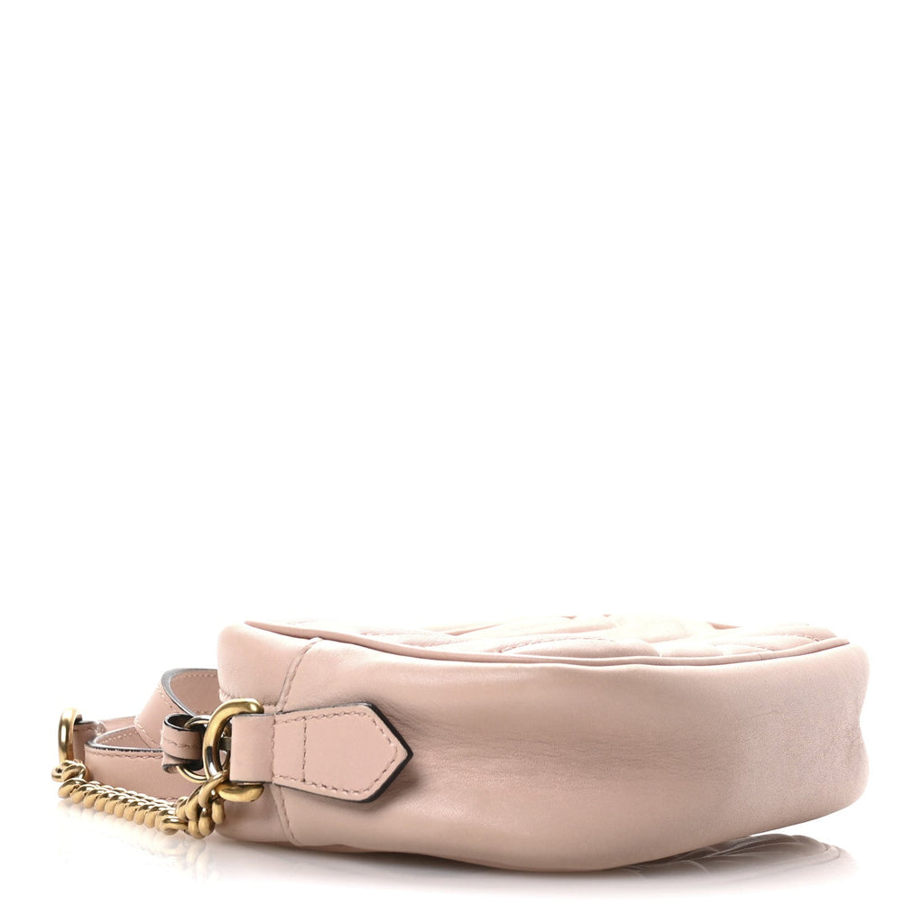 Calfskin Matelasse Mini GG Marmont Chain Shoulder Bag Perfect Pink