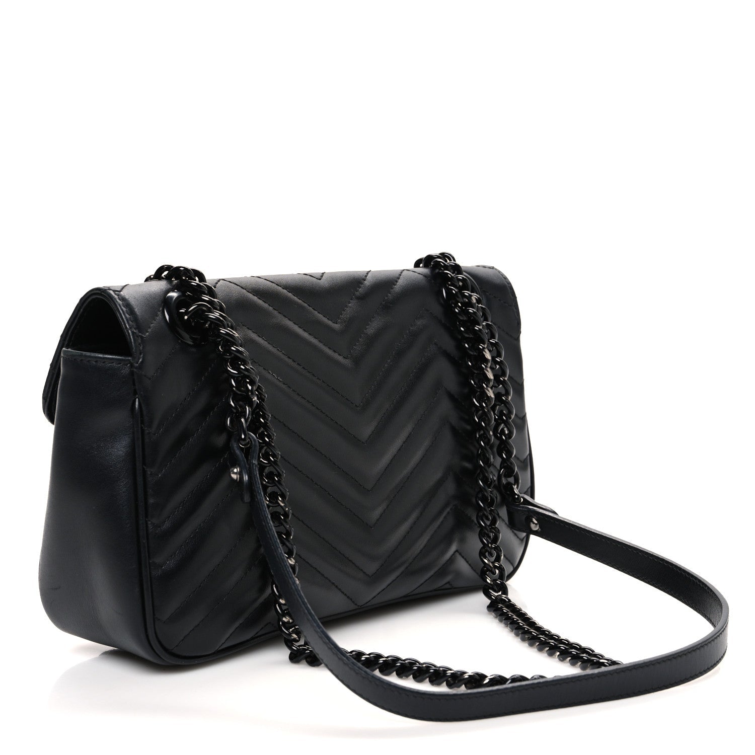 Calfskin Matelasse Monochrome Small GG Marmont Shoulder Bag Black
