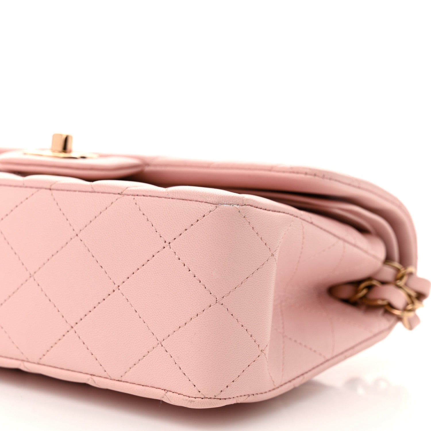 Lambskin Quilted Small Double Flap Light Pink