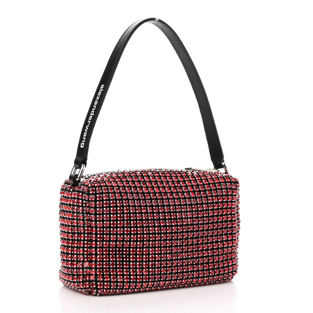 Mesh Crystal Rhinestone Mini Heiress Pouch Red