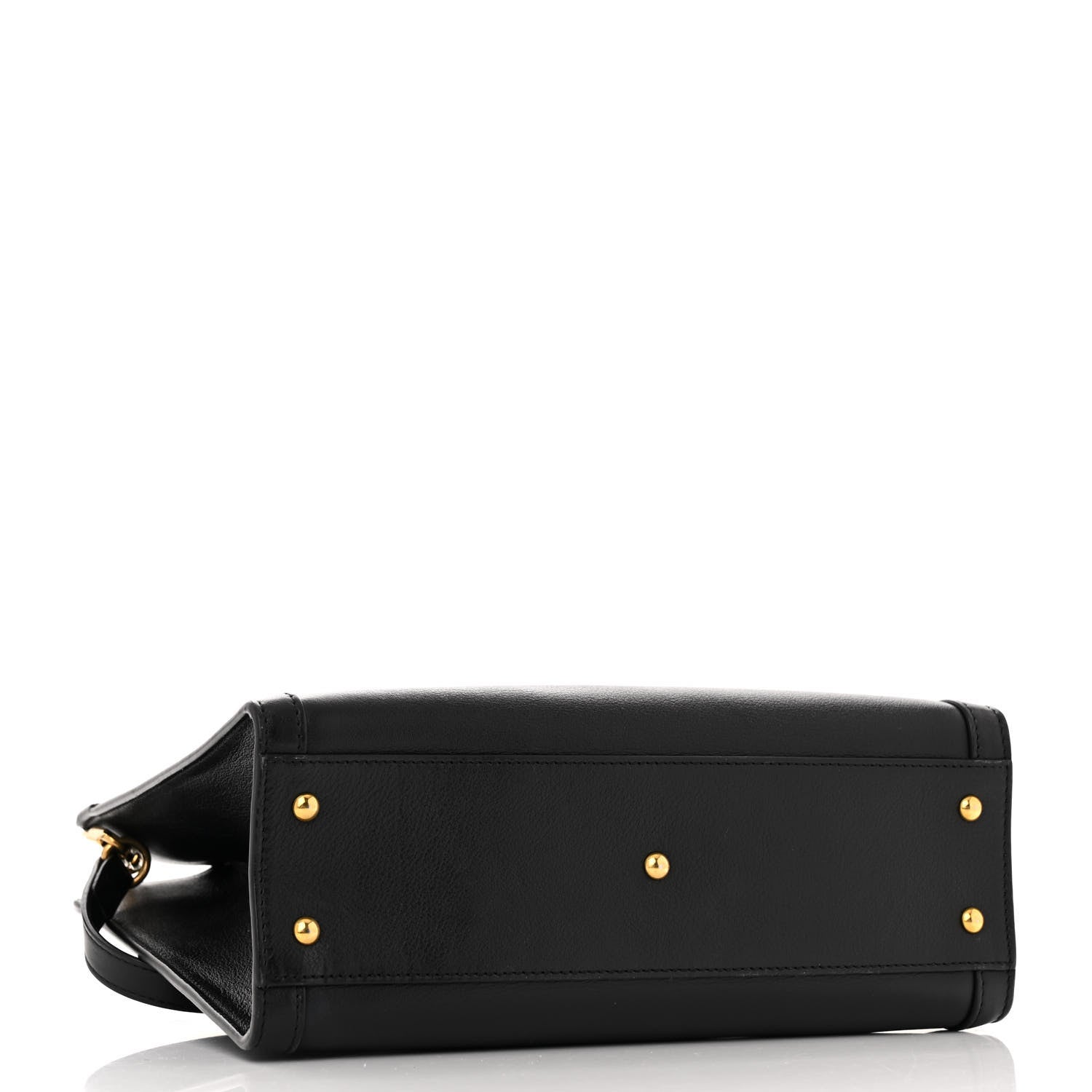 Calfskin Small Diana Tote Bag Black Yellow Fluo