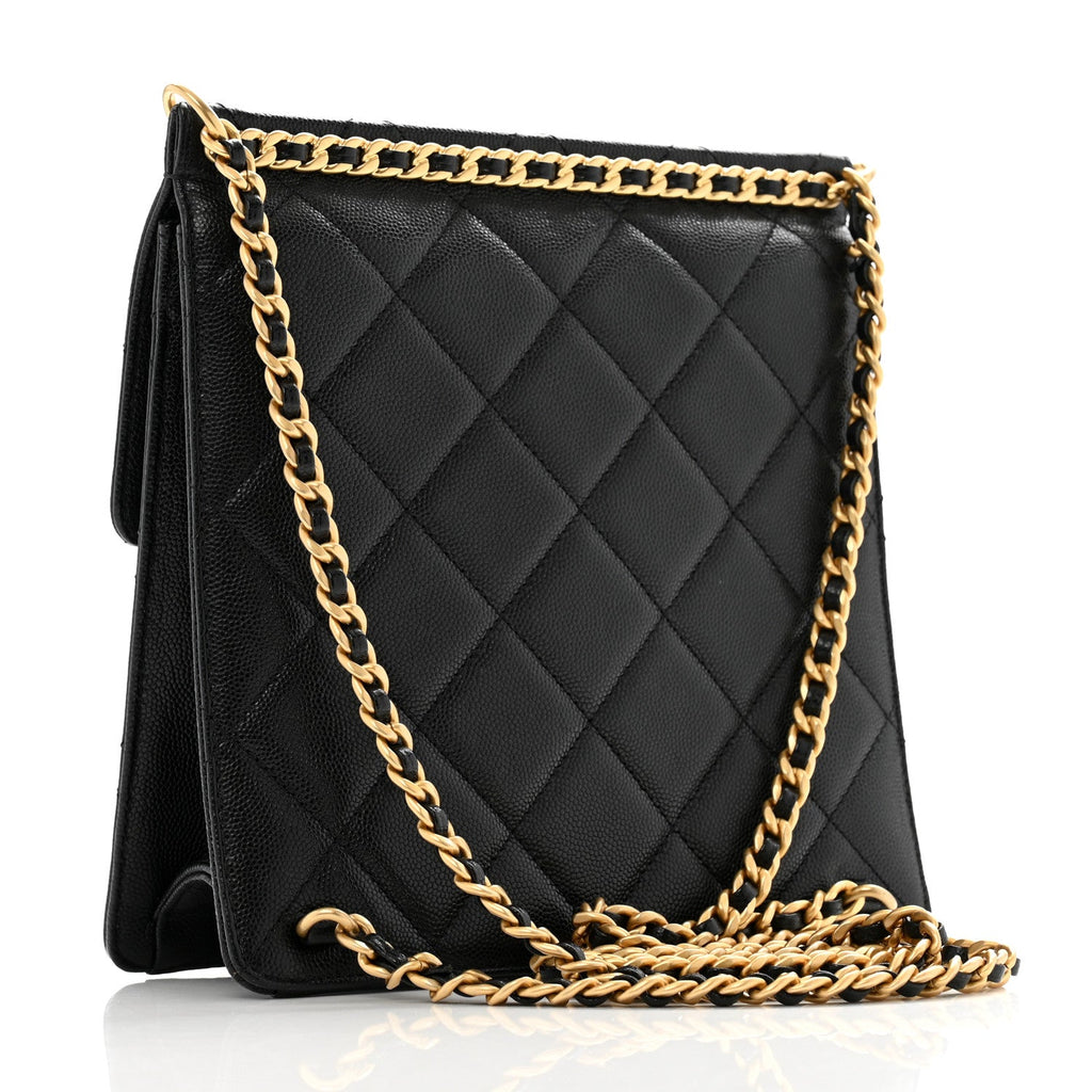 Caviar Quilted Chain Backpack Black