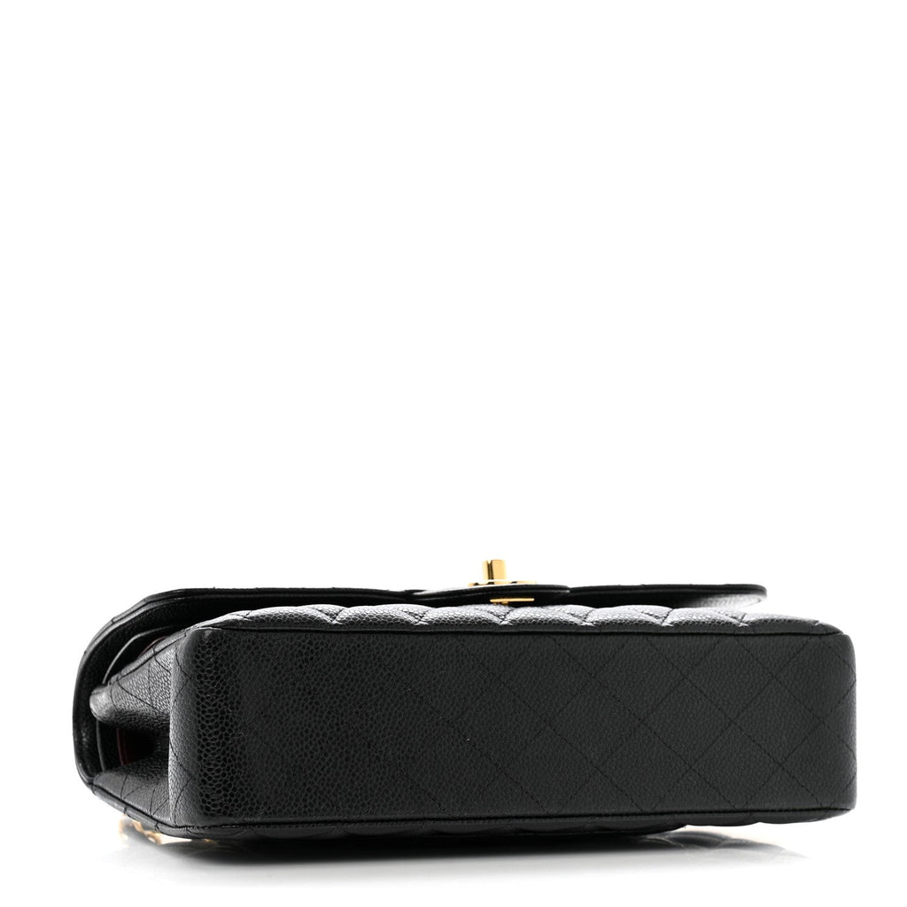 Caviar Quilted Medium Double Flap Black