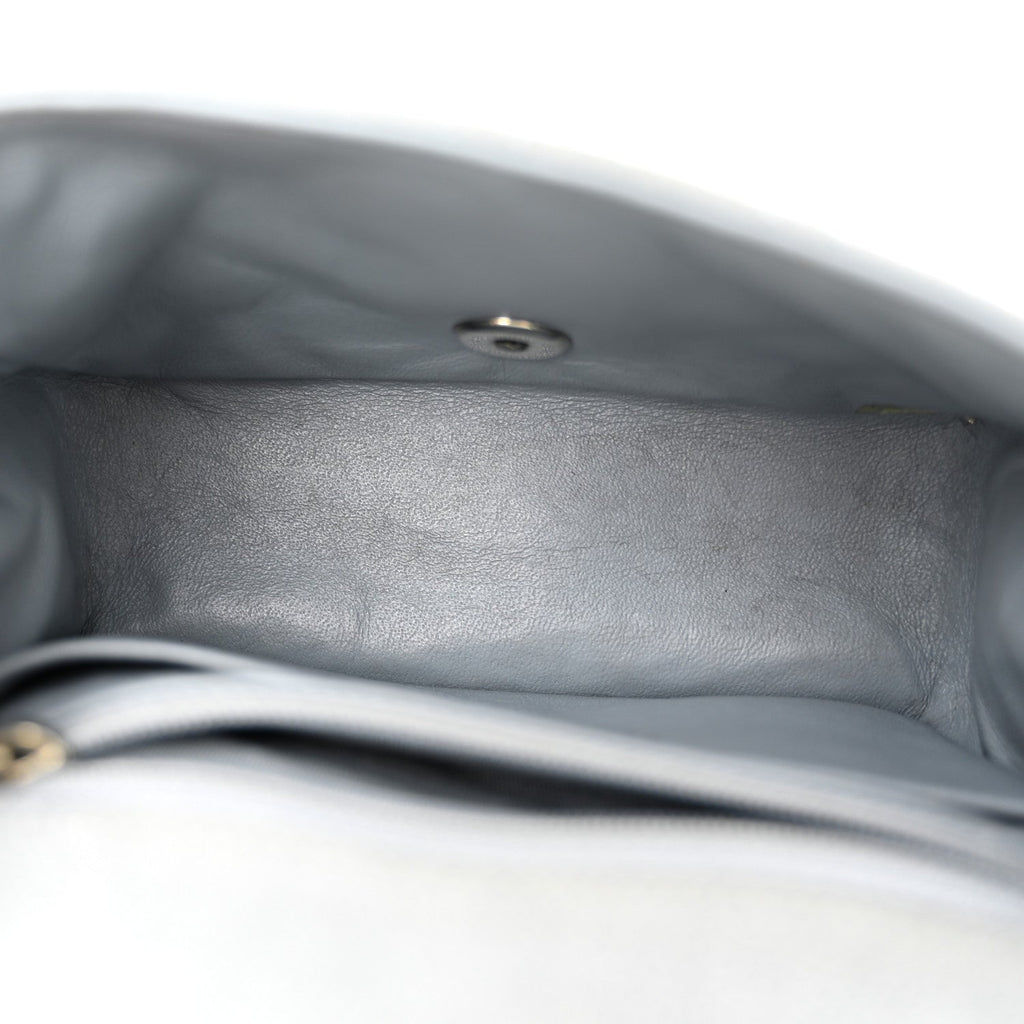 Iridescent Caviar Quilted Mini Square Flap Grey