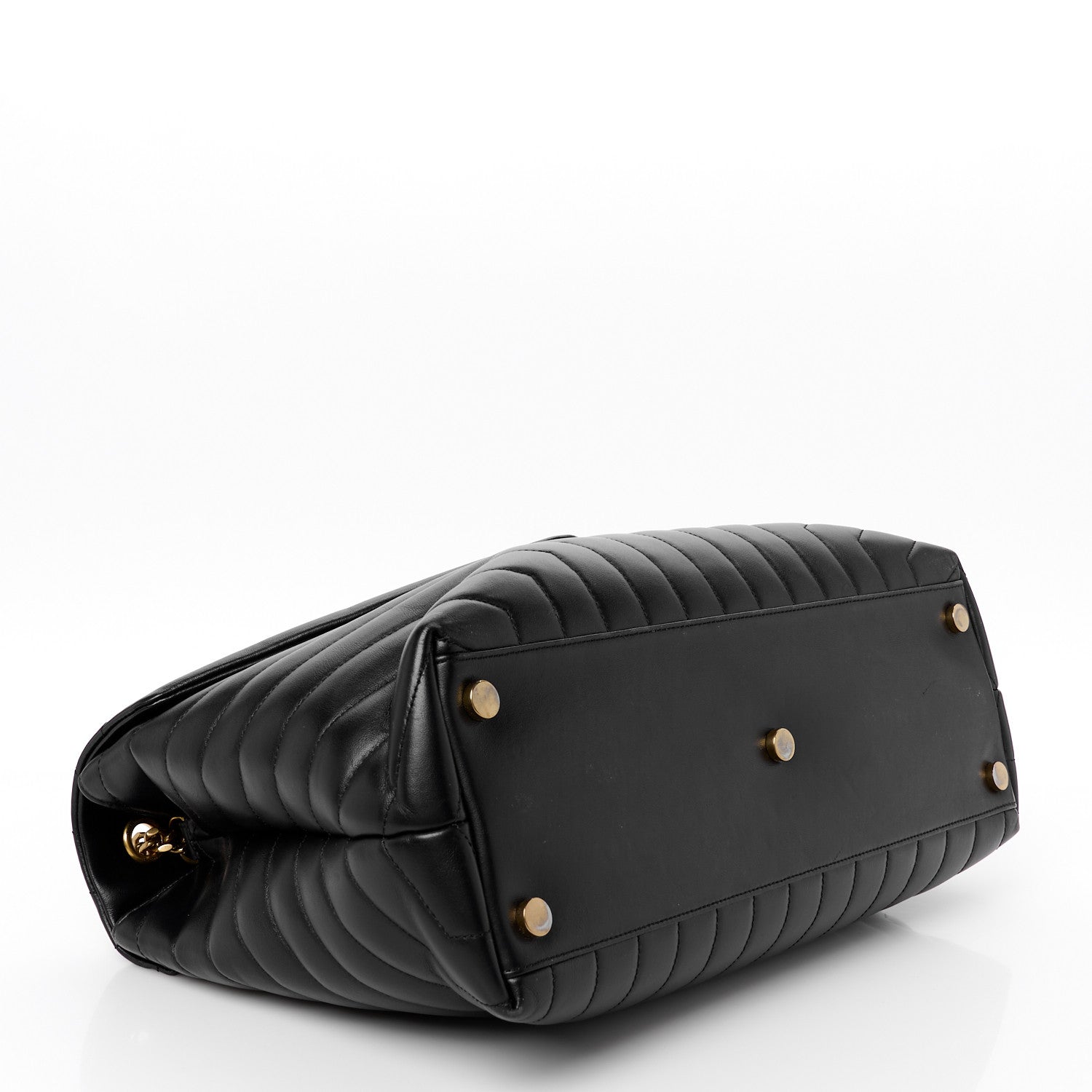 Calfskin Y Quilted Monogram Large Loulou Chain Satchel Black