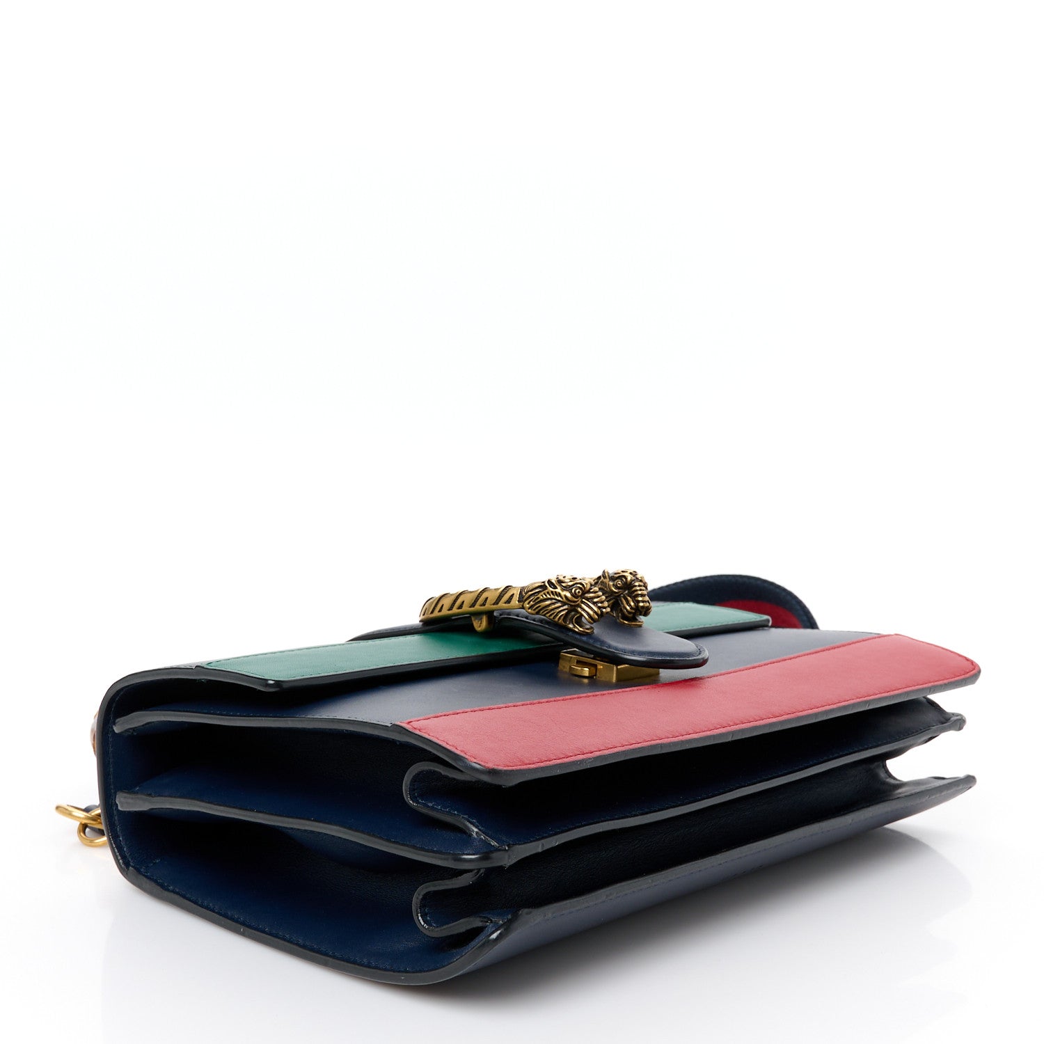 Moon Calfskin Bamboo Web Medium Dionysus Top Handle Bag Blue Emerald Hibiscus Red